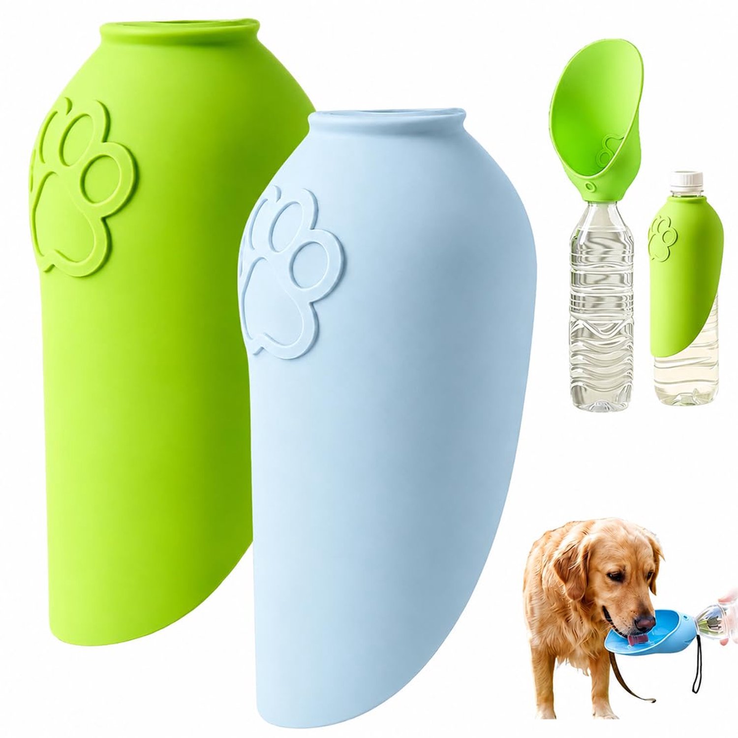 Drinkfles voor honden 800 ml - met geïntegreerde drinkbak - ideaal voor wandelen en uitstapjes - 2 stuks - ShopVlot