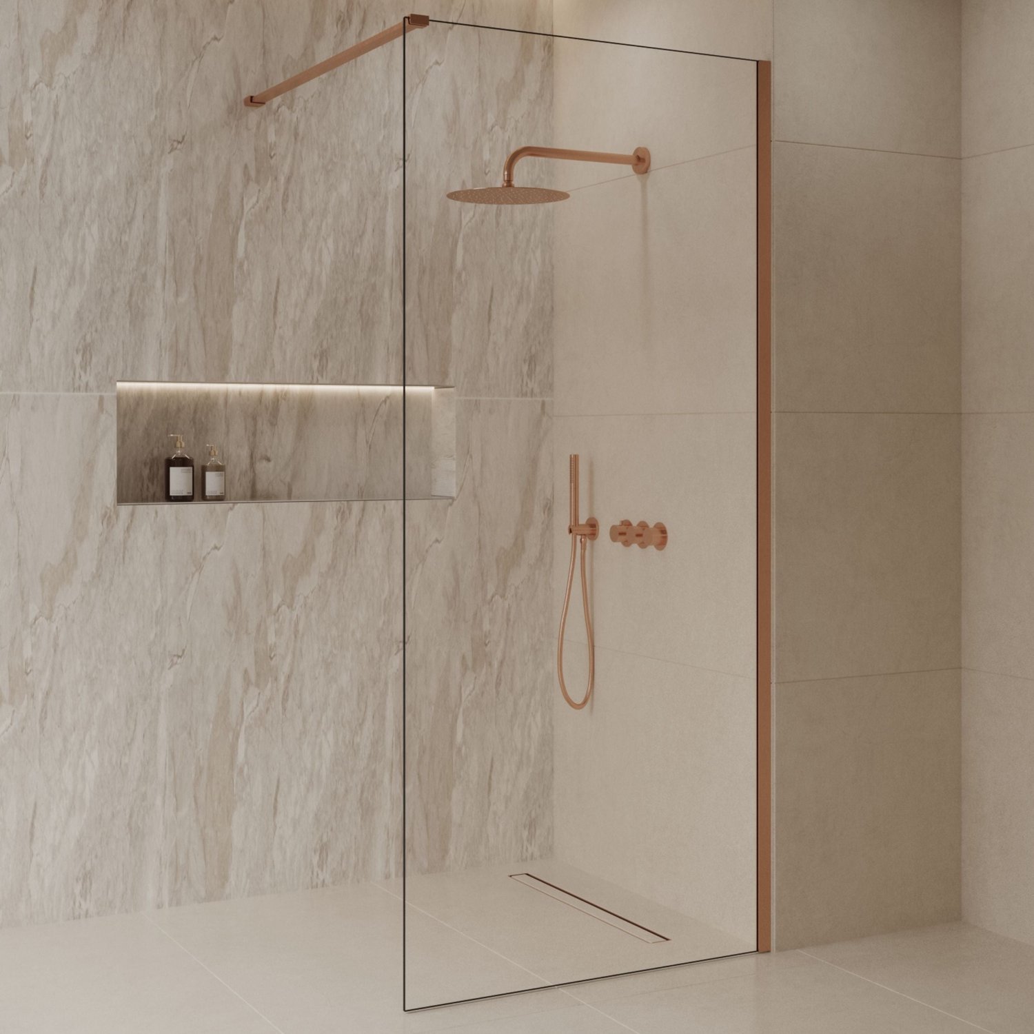 Sanitado Dalis Inloopdouche Helder Glas Mat Brons Profielen 50x200 cm
