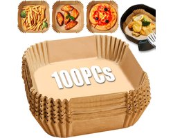 TEEUCNY Bakpapier voor airfryer, 100 stuks, anti-aanbaklaag, wegwerp perkamentpapier, waterdicht, oliebestendig, niet - ShopVlot