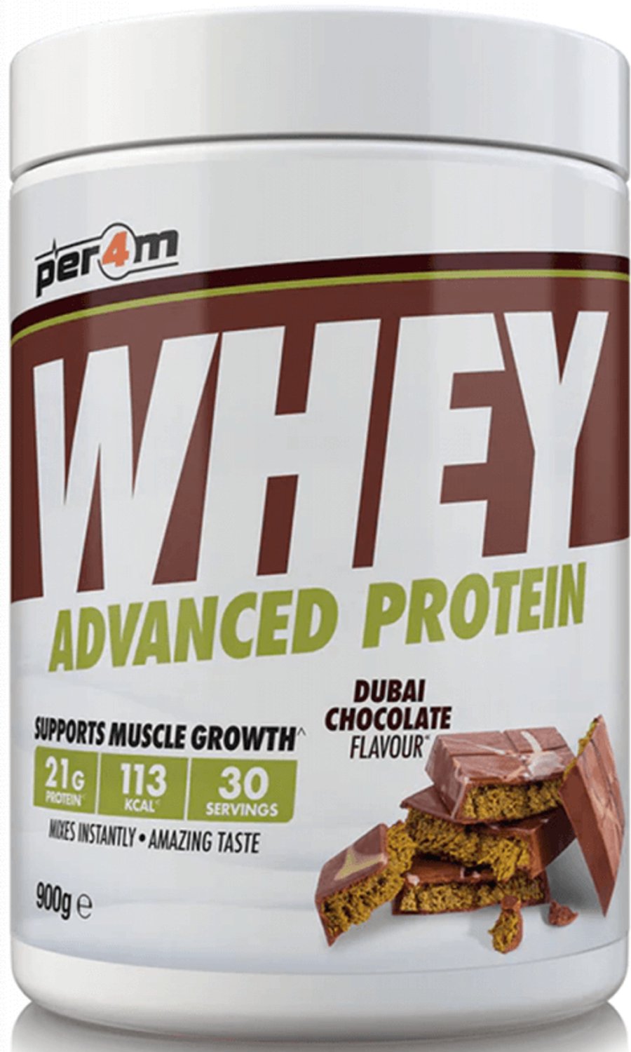 Per4m Whey Advanced Protein (900g) Dubai Chocolate - Eiwitten - Wei-eiwit Mix