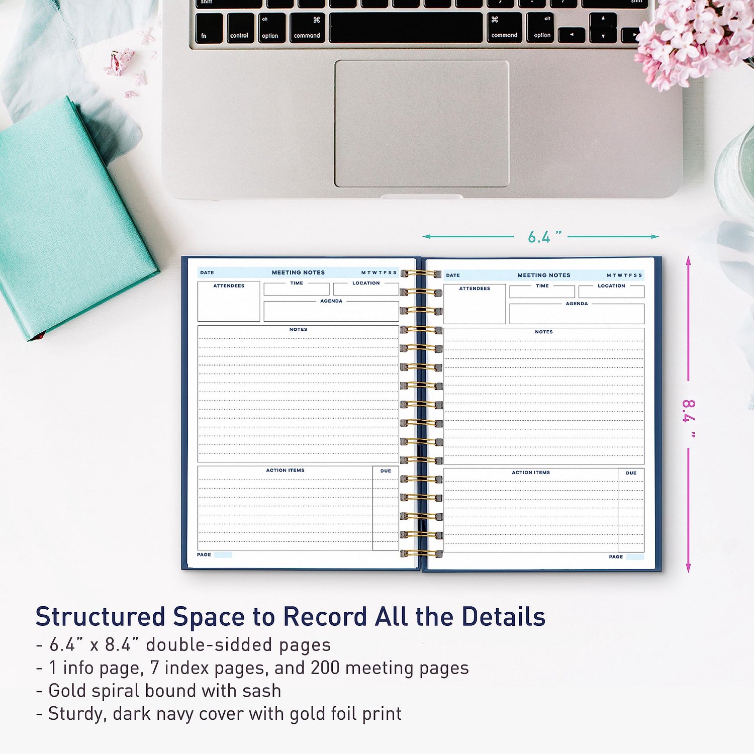 S&O Medium Meeting Notebook voor Werk - Professionele Notitieboeken voor Werkorganisatie - Spiraal Werk Organizer Notebook - Werk Notebook Organizer P