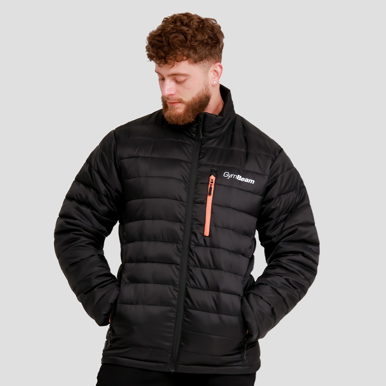 GymBeam Pufferjack zwart/oranje voor heren L