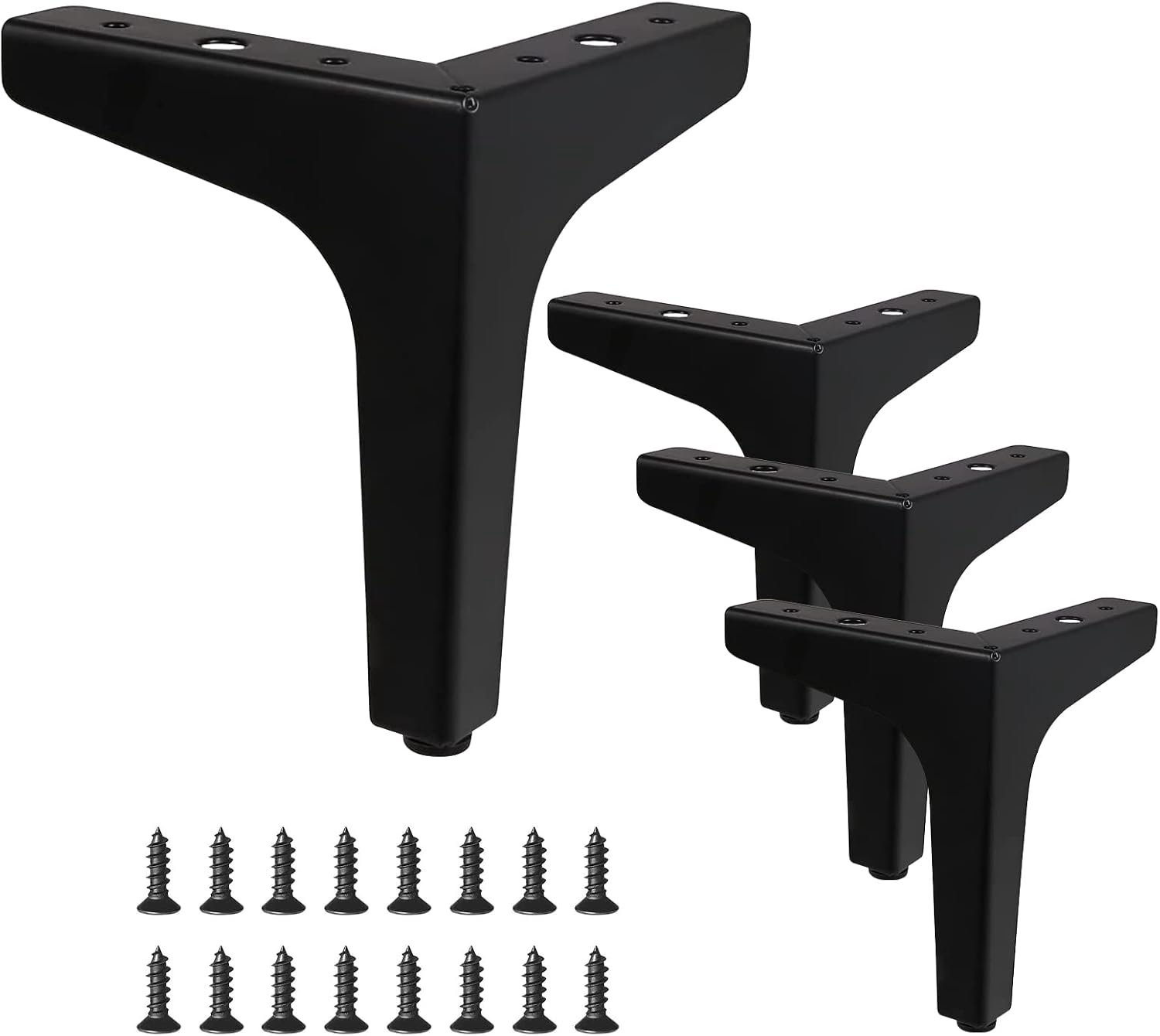 CANCYCC 4 stuks meubelpoten zwart, 13 cm, metalen meubelpoten met schroeven, belastbaar tot 800 kg, tv-lowboard - ShopVlot
