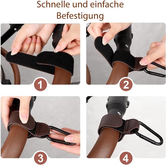 Shabany® Hook 2 Pieces Universal Fit Holder Universal Hooks Pram Hook Bag Hook Adjustable Robust Velcro Pocket Holder - ShopVlot — afbeelding 4
