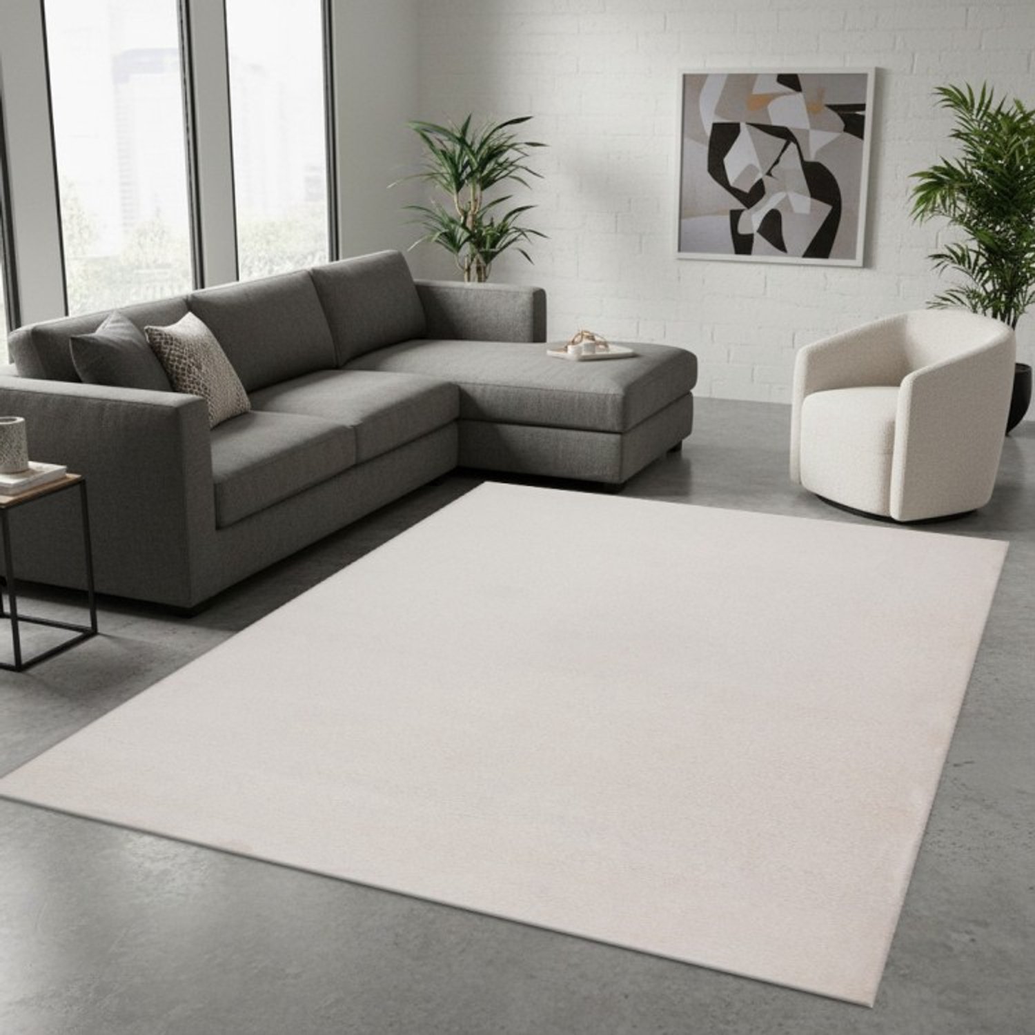 TapisTrend Designer tapijt Beige 140x200 cm Zacht, modern effen vloerkleed van 11 mm voor de woonkamer, slaapkamer en eetkamer