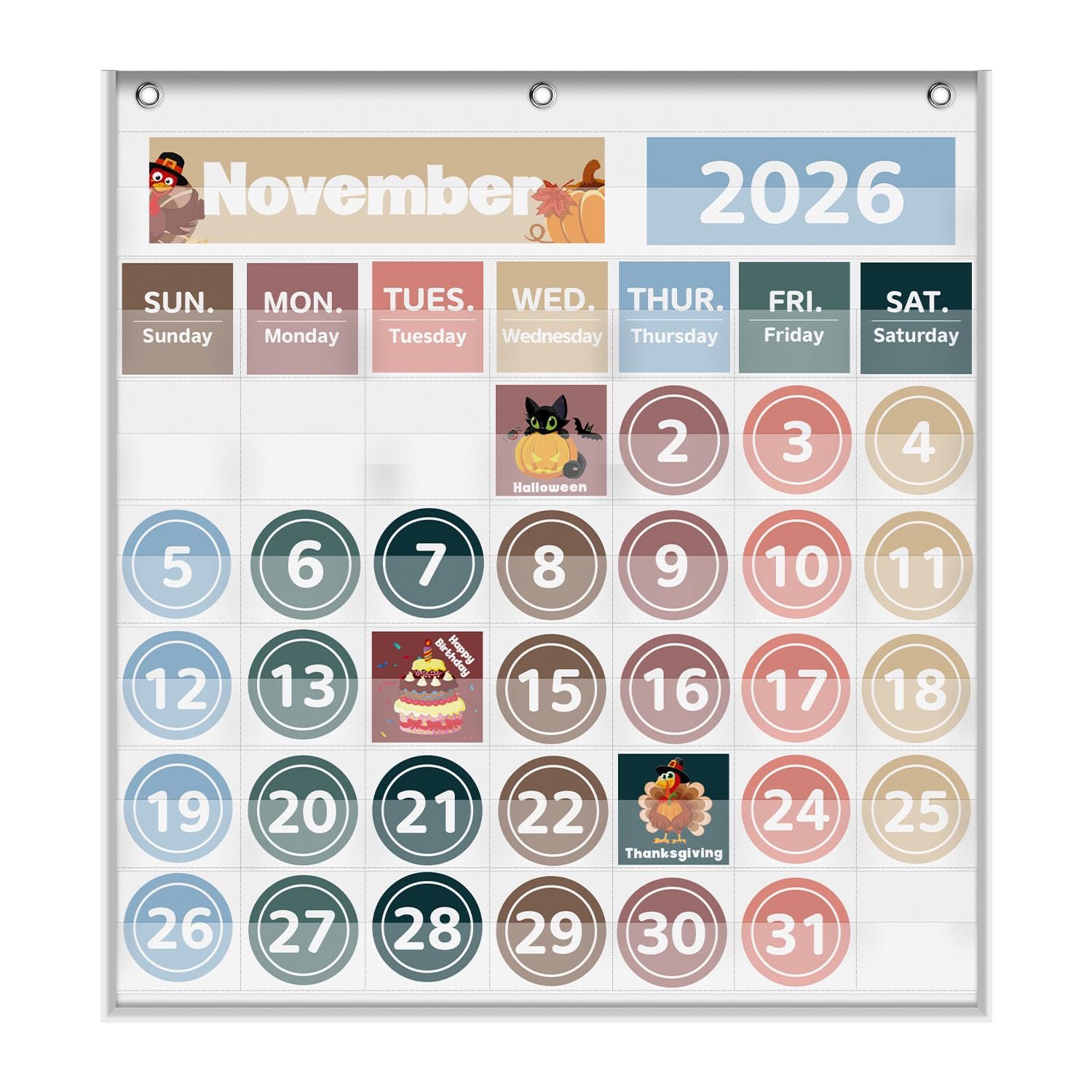 Maandkalender, zakdiagram voor het klaslokaal met 88 kaarten, opgedrukte weekdagen, leren voor school, onmisbaar materiaal voor leraren dat bij elke s