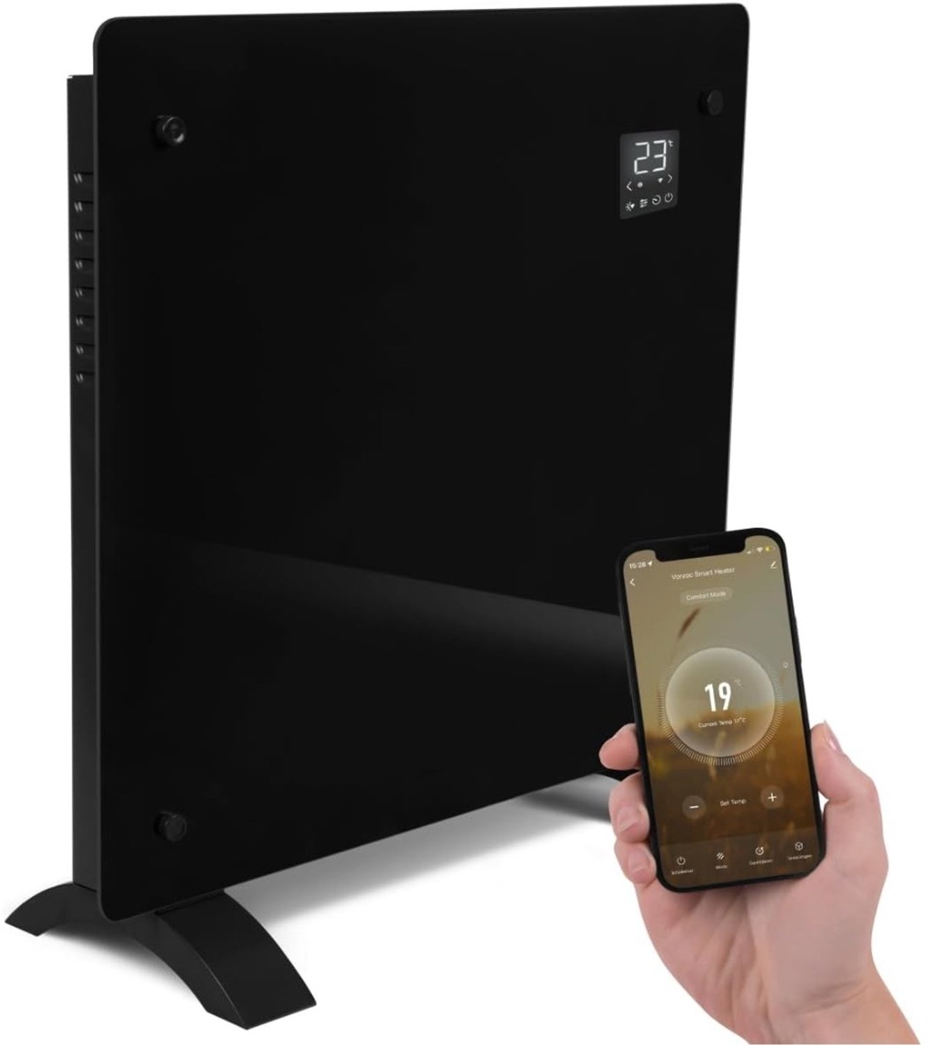 QEVA Paneelverwarming Elektrisch - Elektrische Radiator - Infrarood Paneel - Zwart - 8cm x 52cm x 47cm