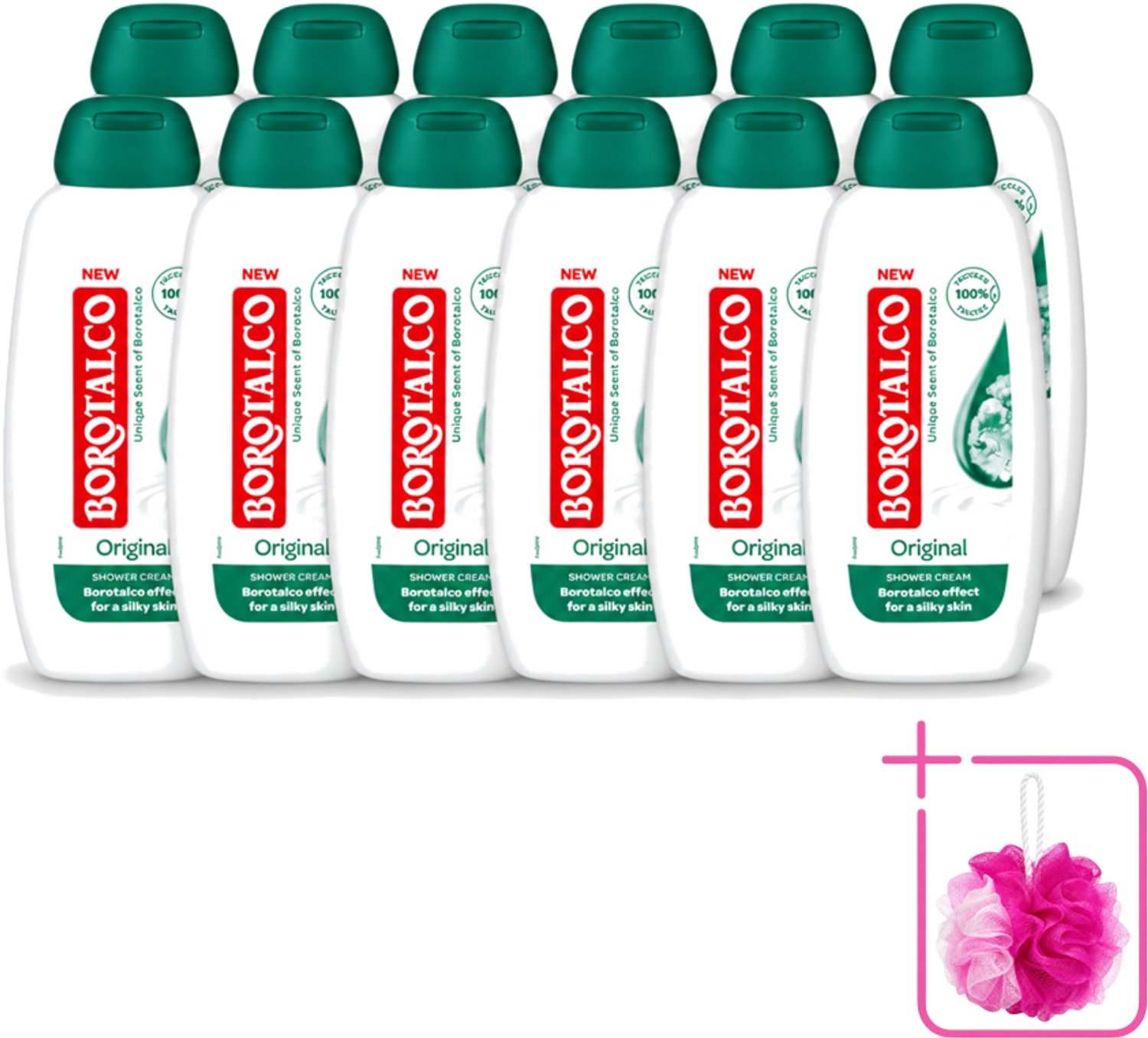 12 x Borotalco – Douchegel – Original – 250 ml - Bulkverpakking - Douchegel - Douchemop - Borotalco