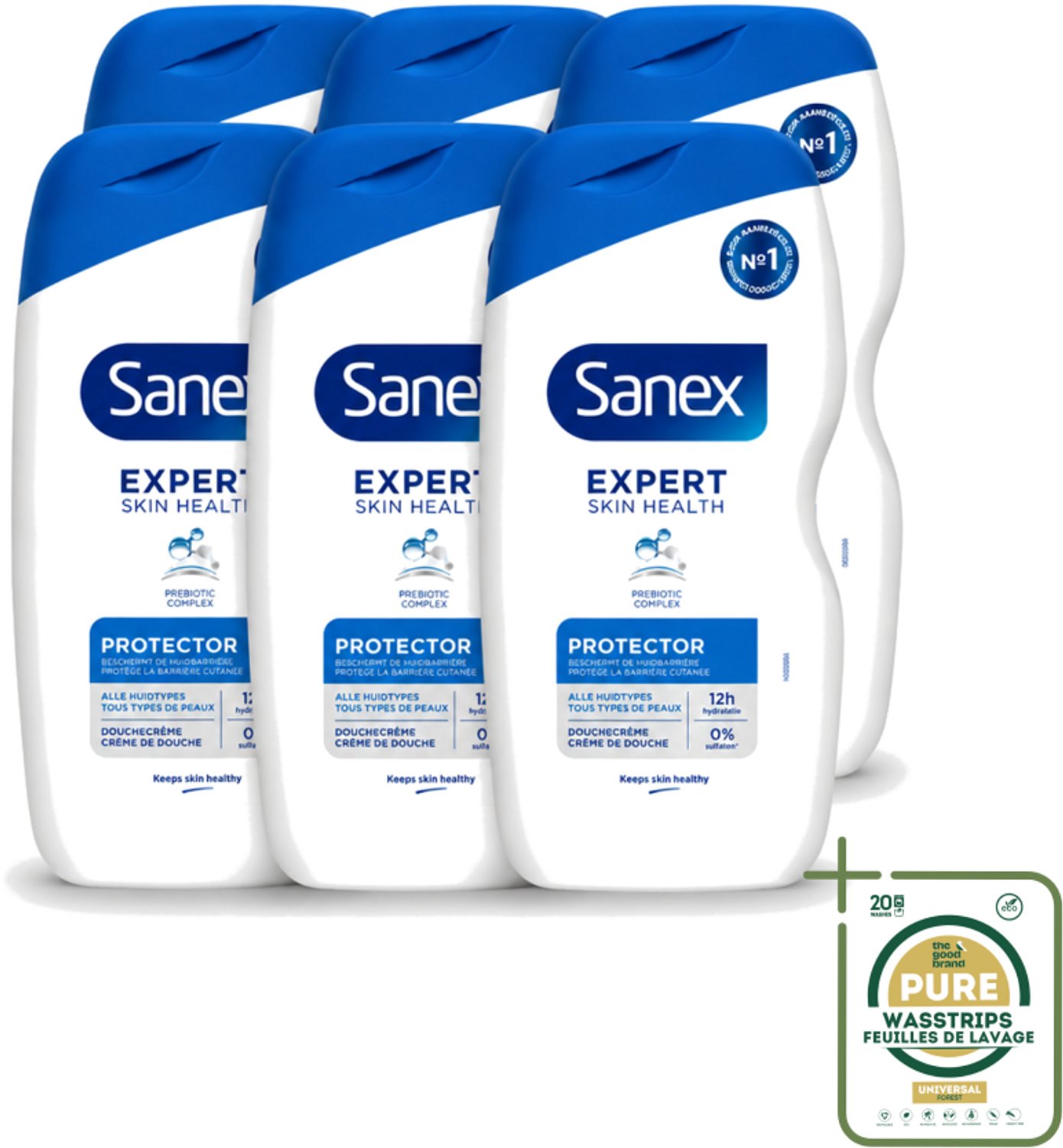 6 x Sanex - Deskundige Huidgezondheid - Douchecrème - Beschermend - Alle Huidtypes - 400 ml - Huidbeschermende Douchecrème - Huidversterkende Douchecrème - Douchecrème Voor Alle Huidtypes - Huidbarrière Beschermen - Hydraterende Douchecrème