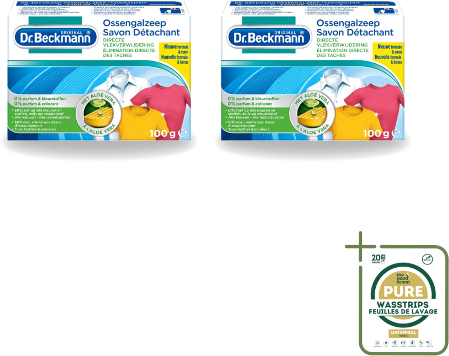 2 x Dr.Beckmann - Vlekkenverwijderaar - Ossengalzeep Met Aloë Vera - Witte en Gekleurde Was - 100g - Wasstrips - Vlekkenverwijderaar - Textiel Reinigen - Tapijt Reinigen - Meubel Reinigen - Aloë Vera