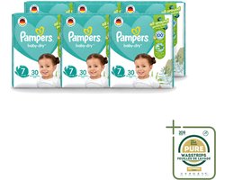 6 x Pampers – Luiers – Active Baby Dry Maat 7 – 30 Luiers - Wasstrips - Luiers Voor Baby - Droge Luiers - Comfortabele Luiers - Langdurige Droogheid - Huidbescherming