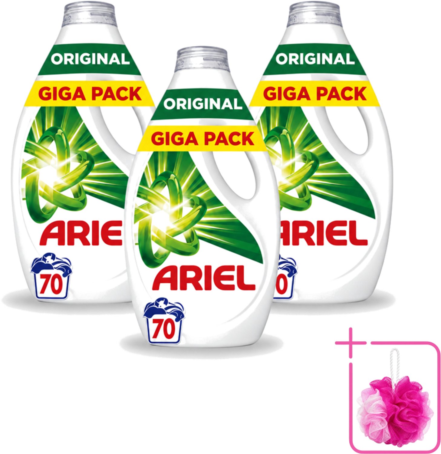 3 x Ariel – Vloeibaar Wasmiddel – Original – 3150 ml – 70 wasbeurten - Bulkverpakking - Vloeibaar wasmiddel - Douchemop - Vlekverwijdering