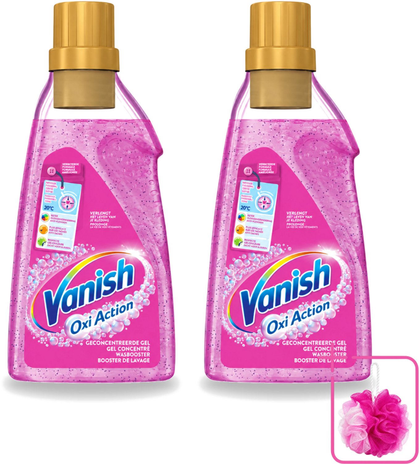2 x Vanish Oxi Action - Vlekkenverwijderaar Gel - Voor Gekleurde Was - 30 Wasbeurten - Bulkverpakking - Vlekverwijderaar - Douchemop - Wasbooster
