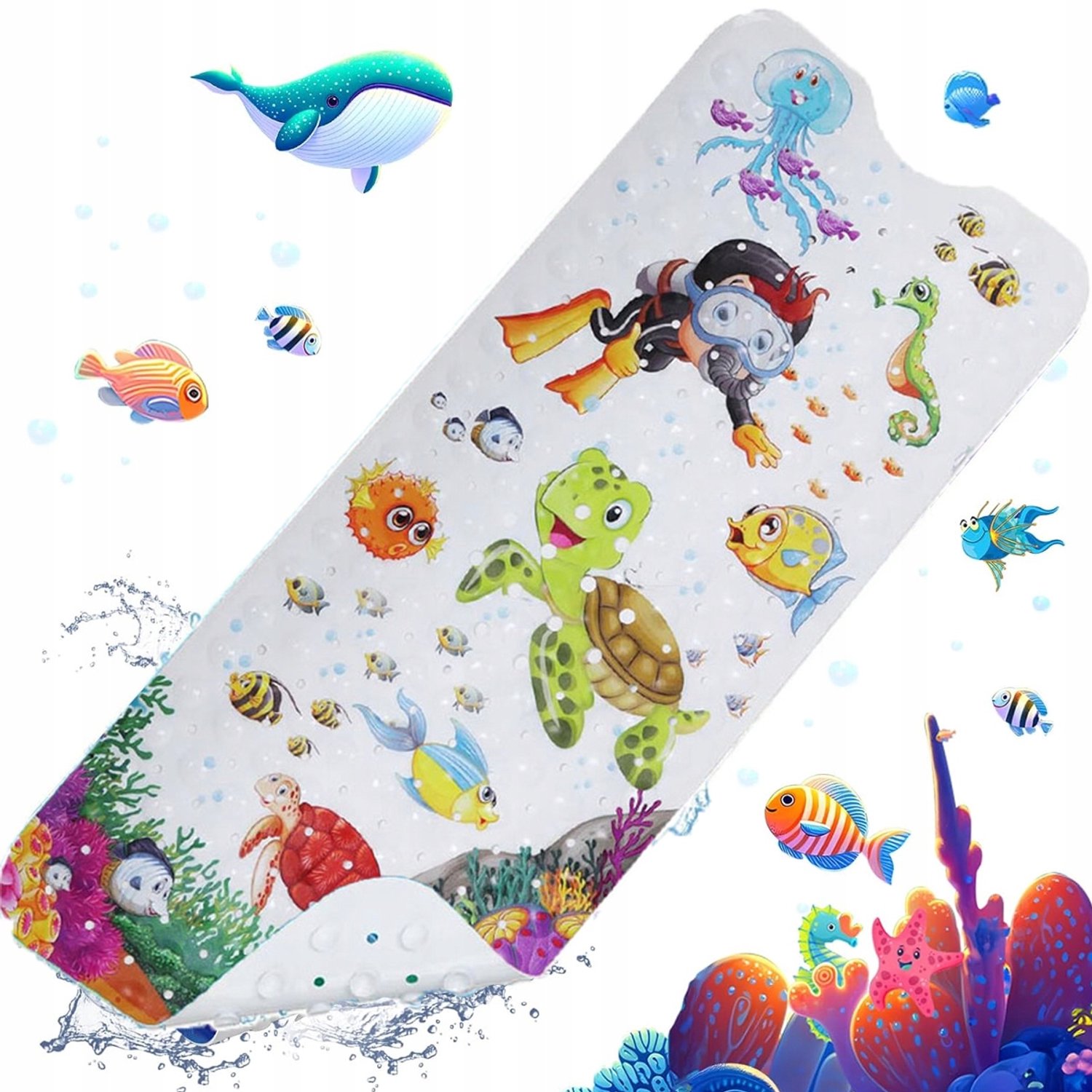 Antislip Badmat voor Kinderen - Oceaan Wereld 100x40cm