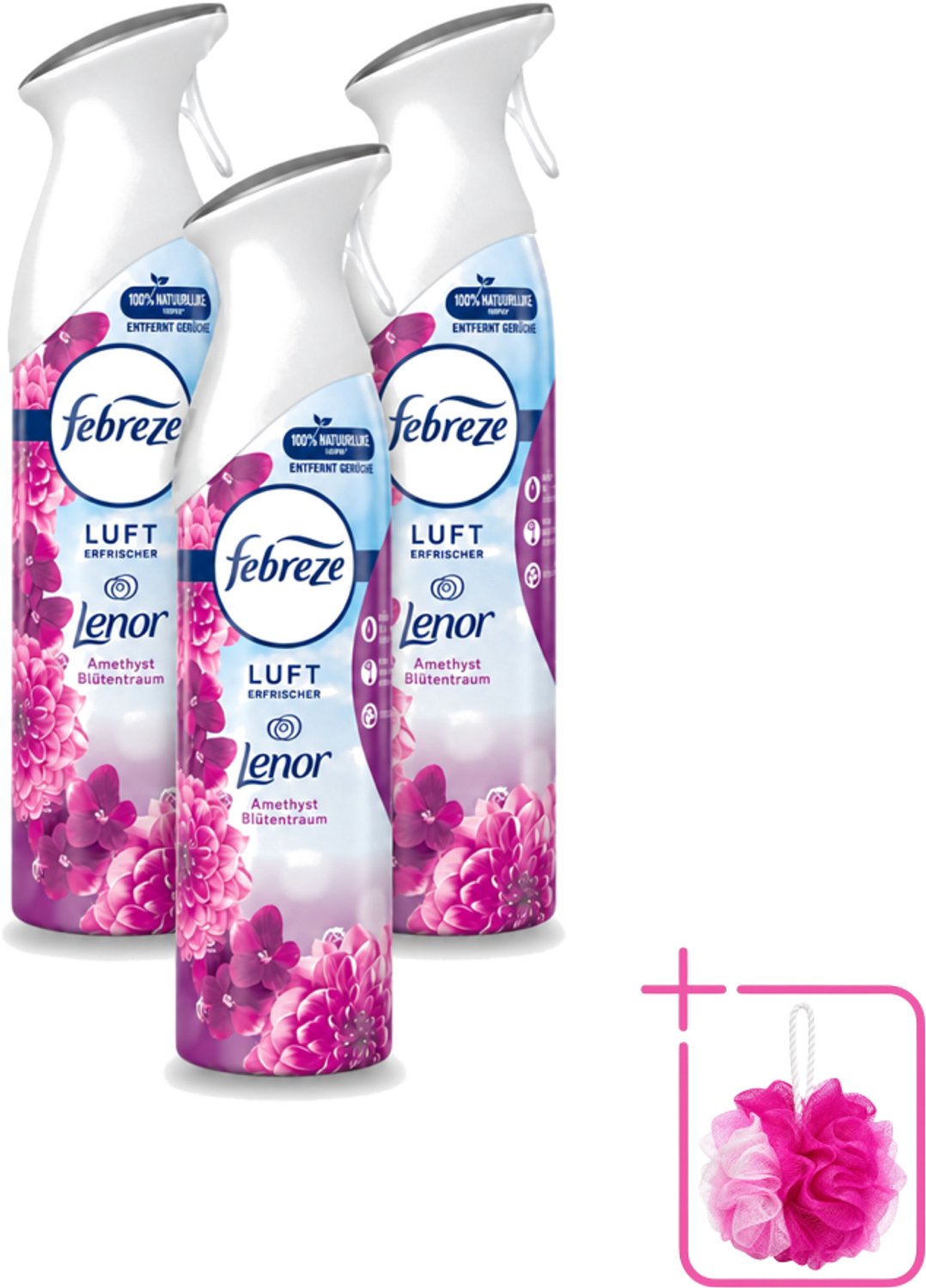 3 x Febreze Amethist Luchtverfrisser Spray - Frisse Bloemen Geur - 300ml - Bulkverpakking - Luchtverfrisser - Geurverwijdering
