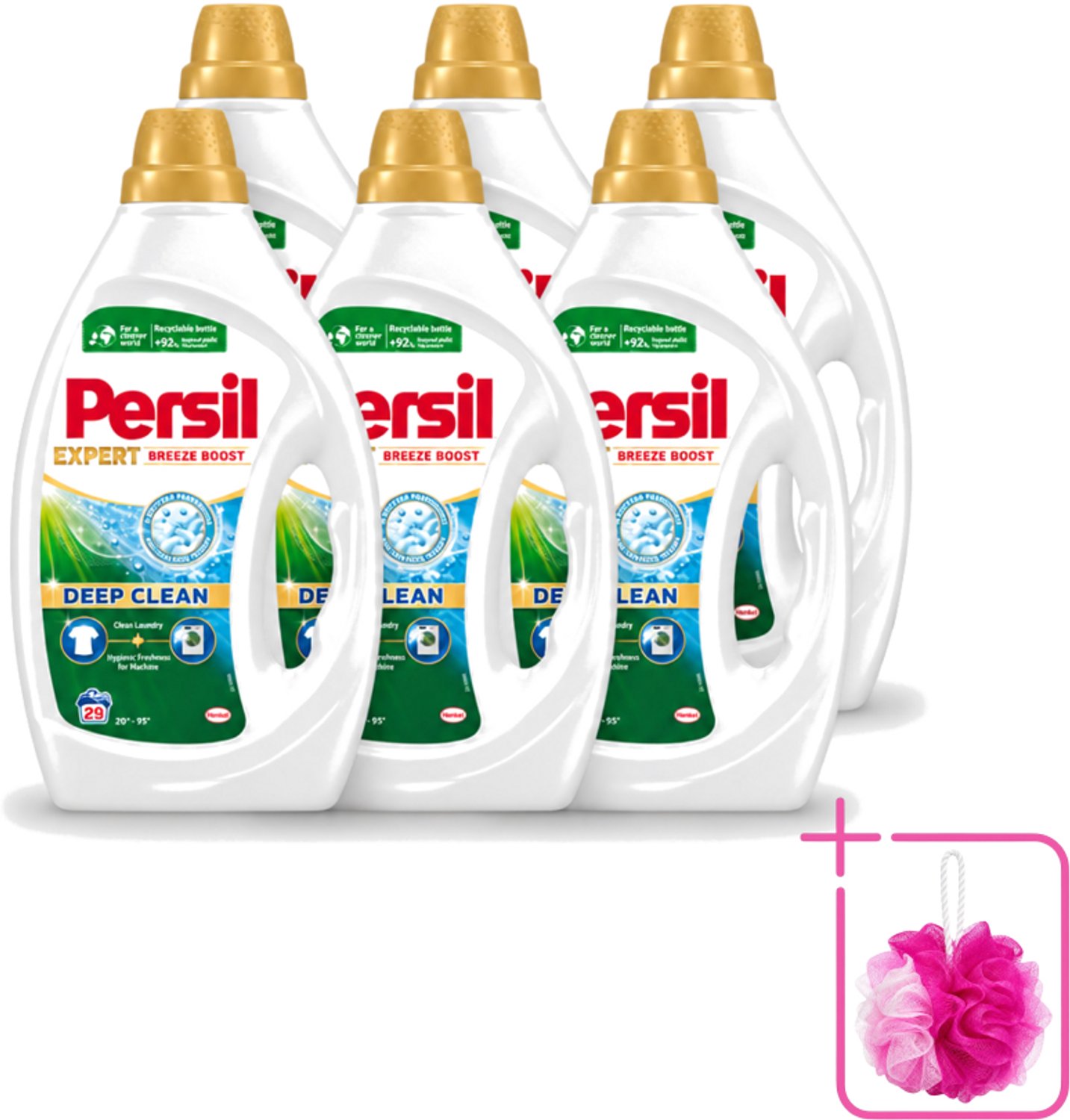 6 x Persil Expert - Vloeibaar Wasmiddel - Witte en Gekleurde Was - Breeze Boost - 29 Wasbeurten - Bulkverpakking - Persil Expert Breeze Boost - Douchemop - Vloeibaar wasmiddel