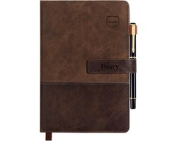Notebook, A5 Lined Leather Journal, 300 Pages, Luxury Pen Included, Hardcover Professional Notebook for Office, Travel - ShopVlot