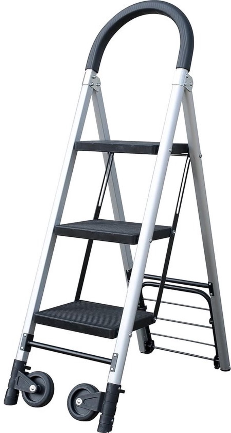 Steekwagen met ladder - Transportkar inklapbaar - Zwaar transport - 3-traps ladder functie - 60 kg laadvermogen - Zwart zilver