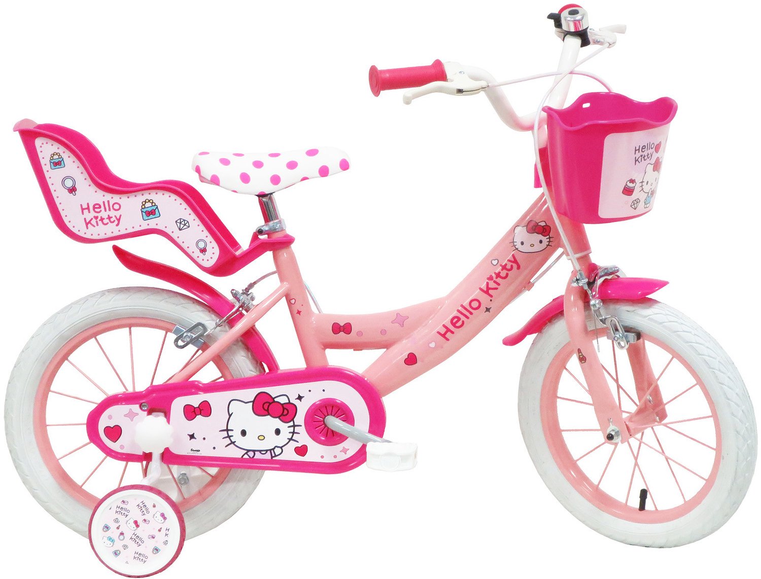 Carratt Kinderfiets Hello Kitty 14 inch 1 versnelling met zijwieltjes roze