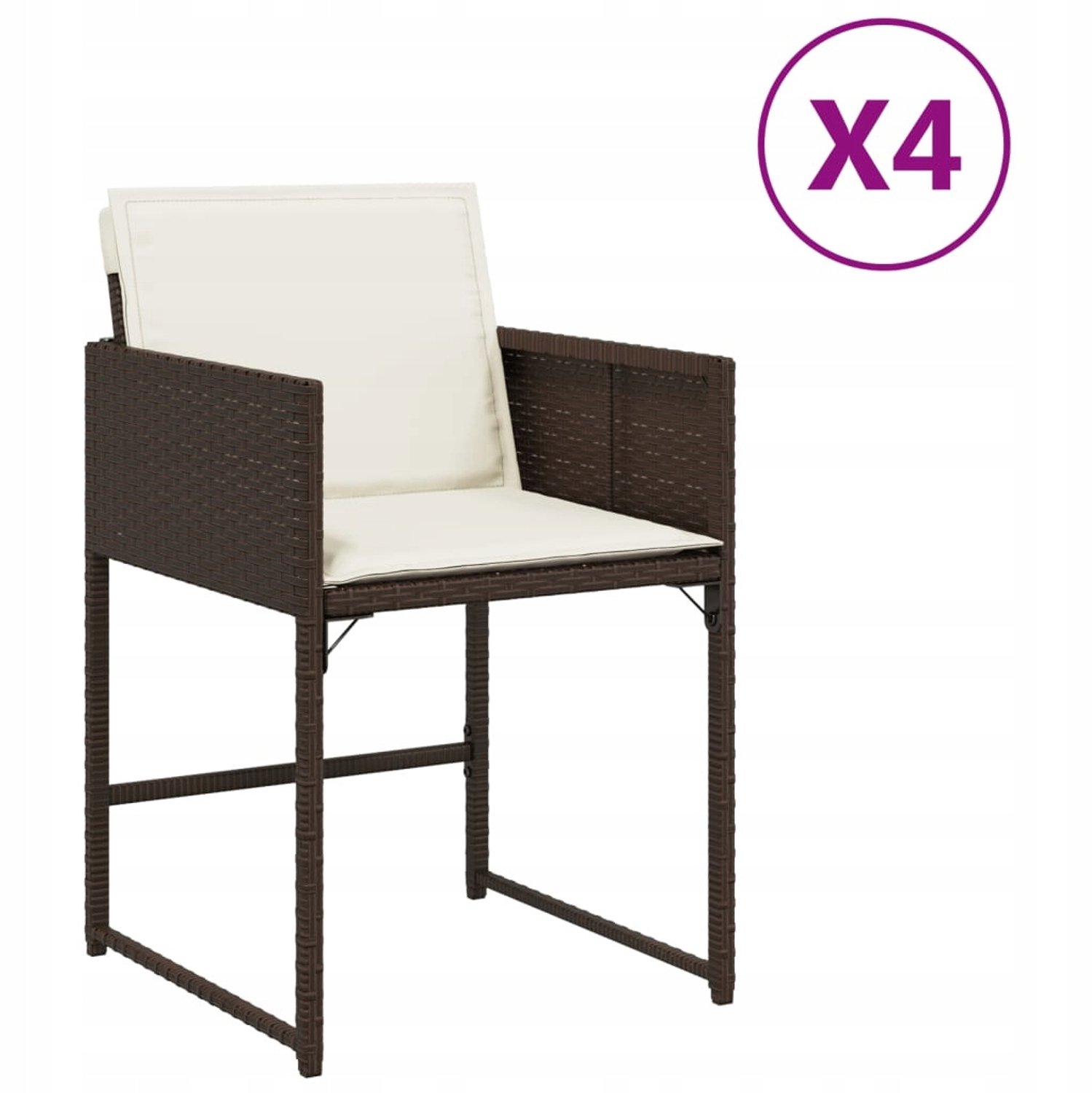 4x Tuinstoel met Kussen, Stabiel Rotan voor Balkon en Terras