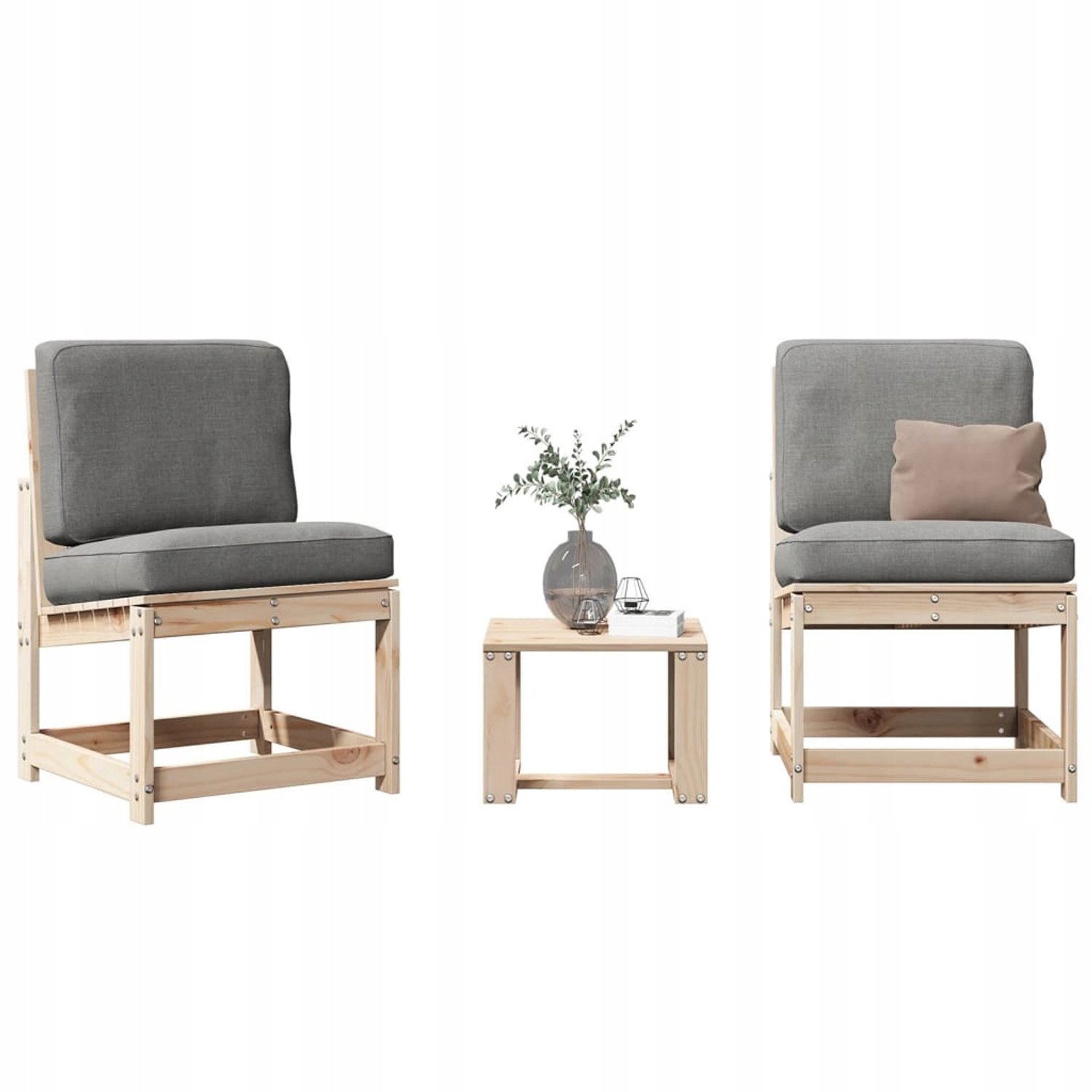 2x Houten Tuinstoelen met Tafel - Balkon & Terras