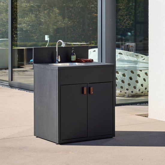 sweeek - Buitenkeukenmodule met gootsteen en 2 deuren van staal l80cm - thira van Sweeek — afbeelding 2