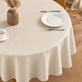 Protecttable - Rond Tafelzeil Linnenlook Ecru Ø138cm - Tafelkleed Afwasbaar - Kunststof