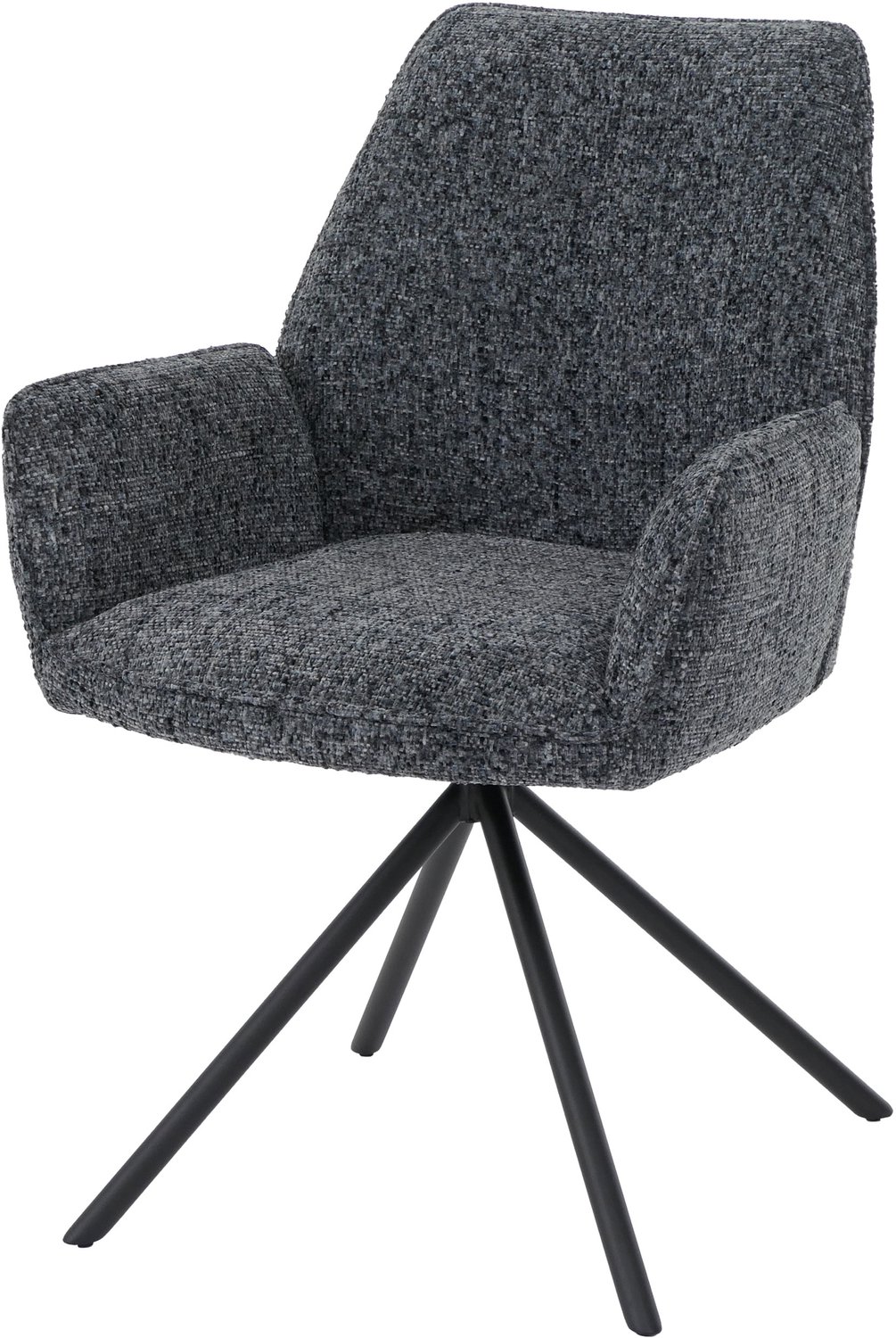 MCW Eetkamerstoel MCW-G67, keukenstoel, draaibaar, automatische positie-instelling, metaal, chenille (410 g/m²) ~ onderstel zwart, donkergrijs
