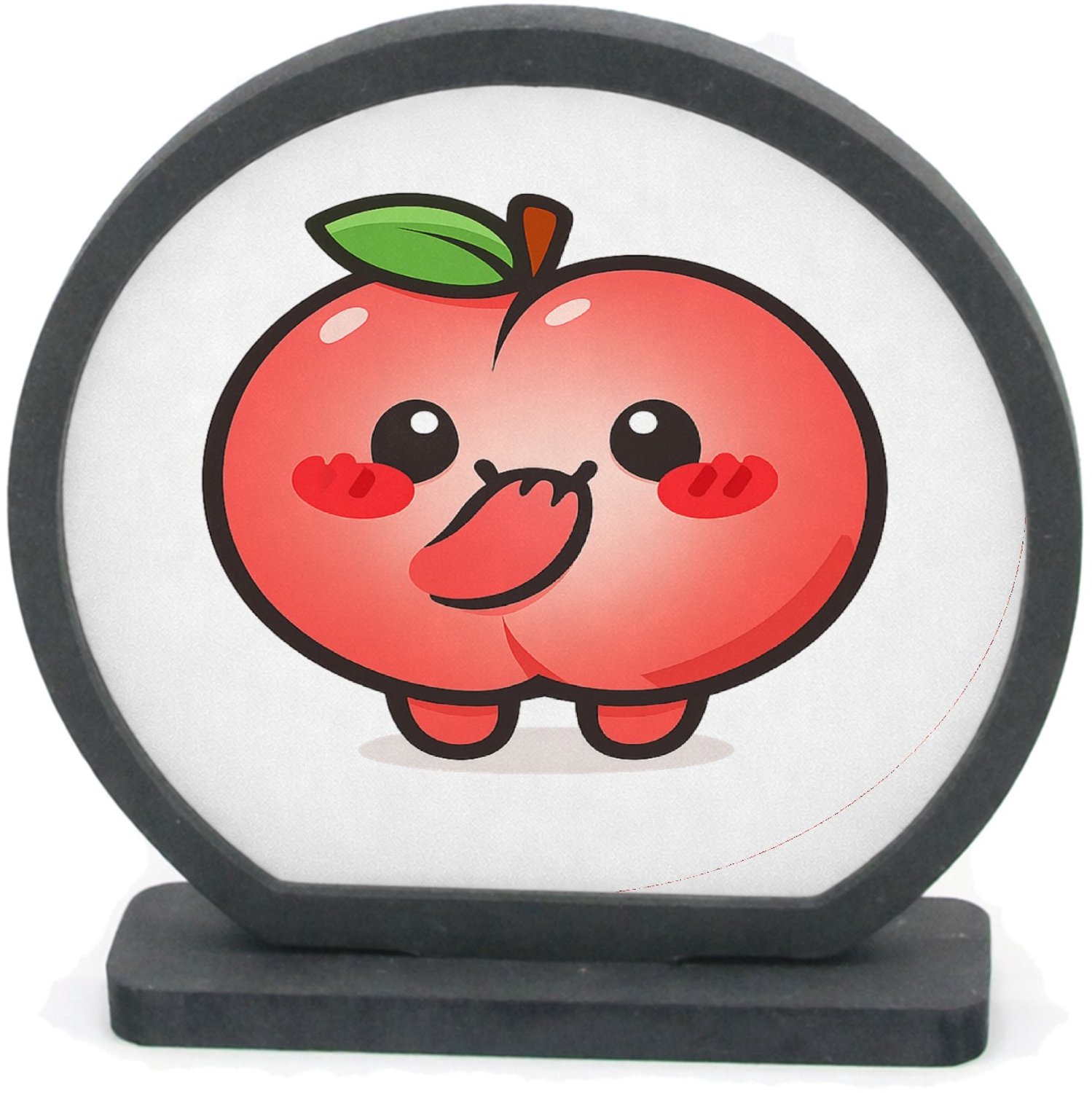 Mr Cadeautjes Houten fotolijst rond met MDF inleg - design Een schattige maar een tikje brutale fruitfiguur met een ver | cadeau Wit