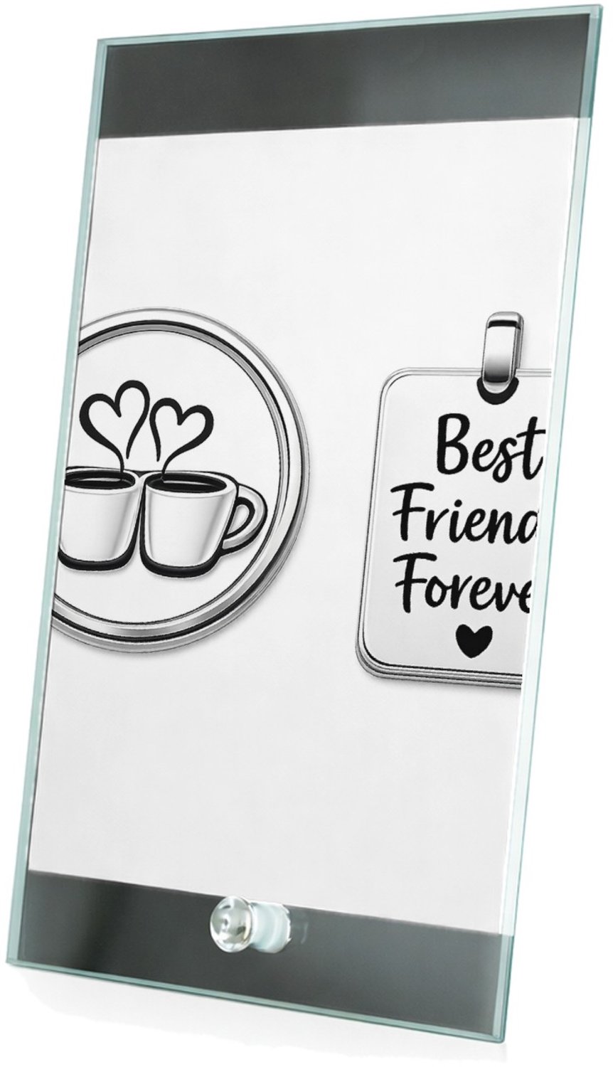 Mr Cadeautjes Glasframe 15 x 23 - design Een minimalistische vriendschapsbadge met een eenvoudige ill | cadeau Wit