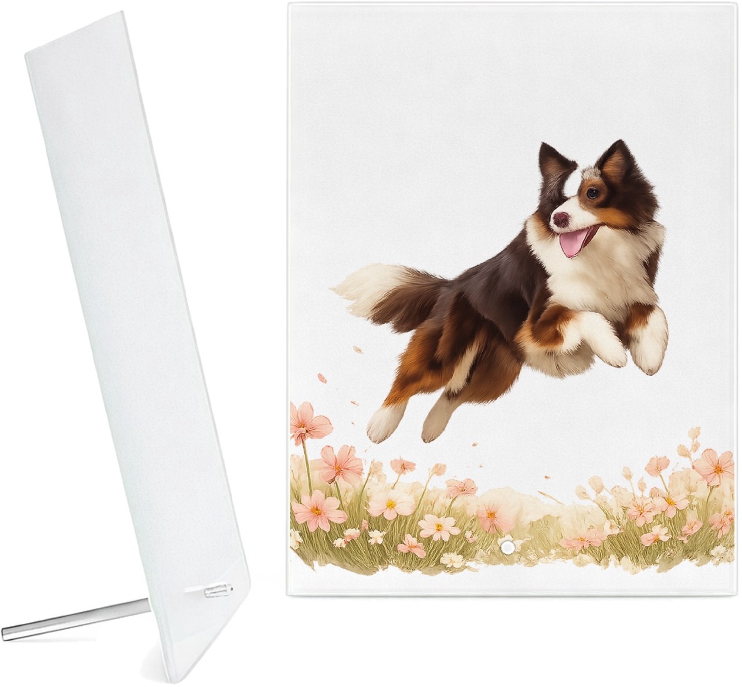 Mr Cadeautjes Glazen fotopaneel Een krachtige, dromerige dierenprint met één hoofdfiguur in - 15 x 20 cm, staand - glas, decoratie, wanddecoratie | cadeau Wit