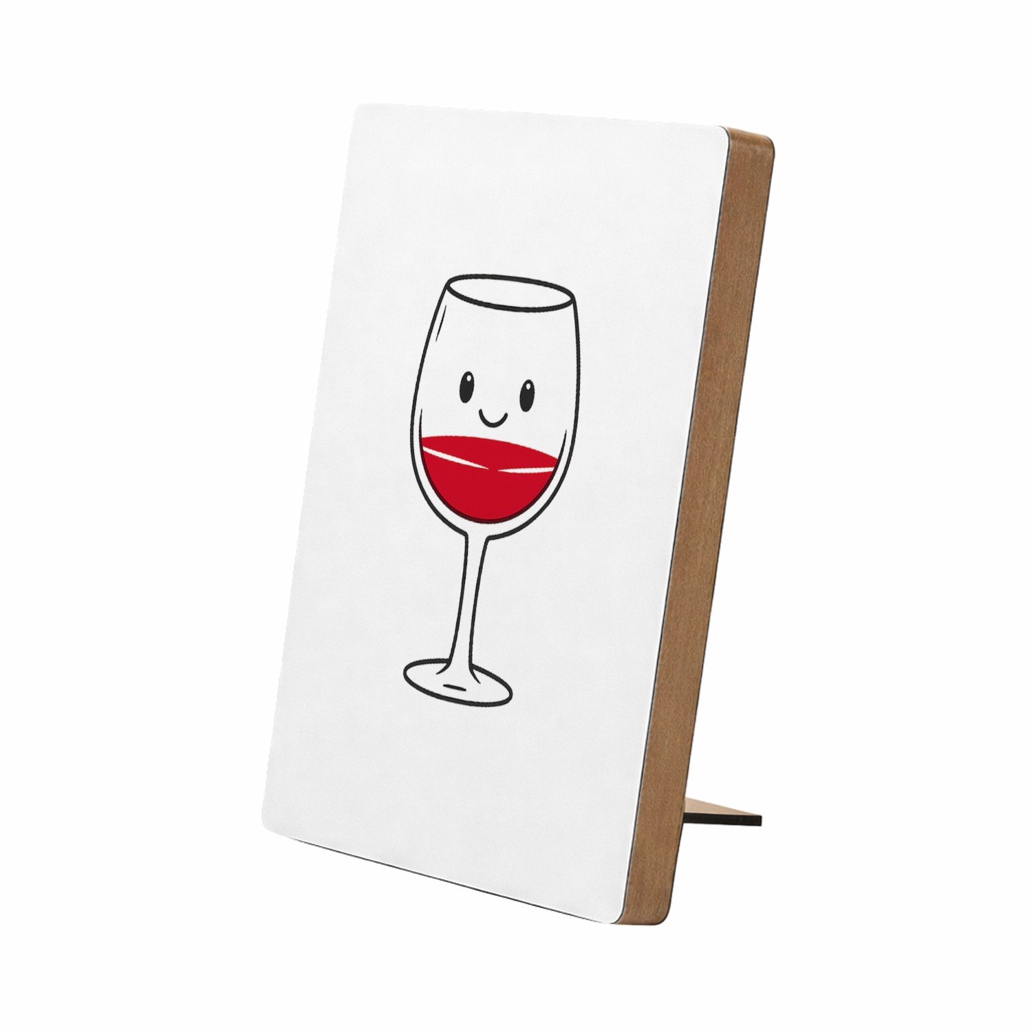 Mr Cadeautjes Glasframe/MDF 12,7 x 17,8 - design Een minimalistische koffiebeker met een blij gezicht en een | cadeau Wit