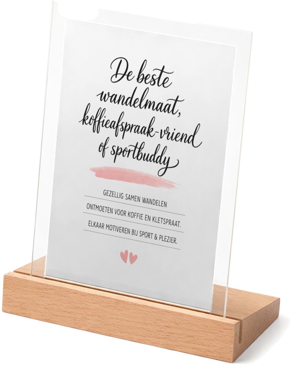 Mr Cadeautjes Glasframe met vaste tekst - design Een minimalistische quote-print rond vriendschap buiten het | cadeau Wit