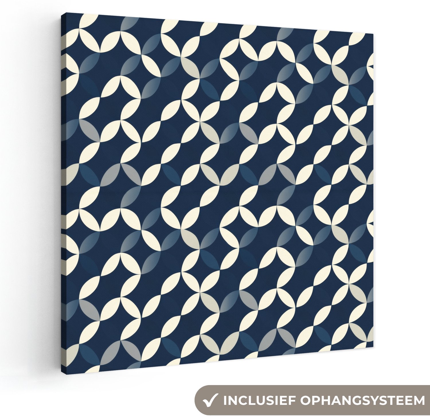 Canvas schilderij 90x90 cm - Exclusieve wanddecoratie Abstract - Patroon - Blauw - Muurdecoratie woonkamer - Slaapkamer decoratie - Kamer accessoires - Schilderijen op canvas