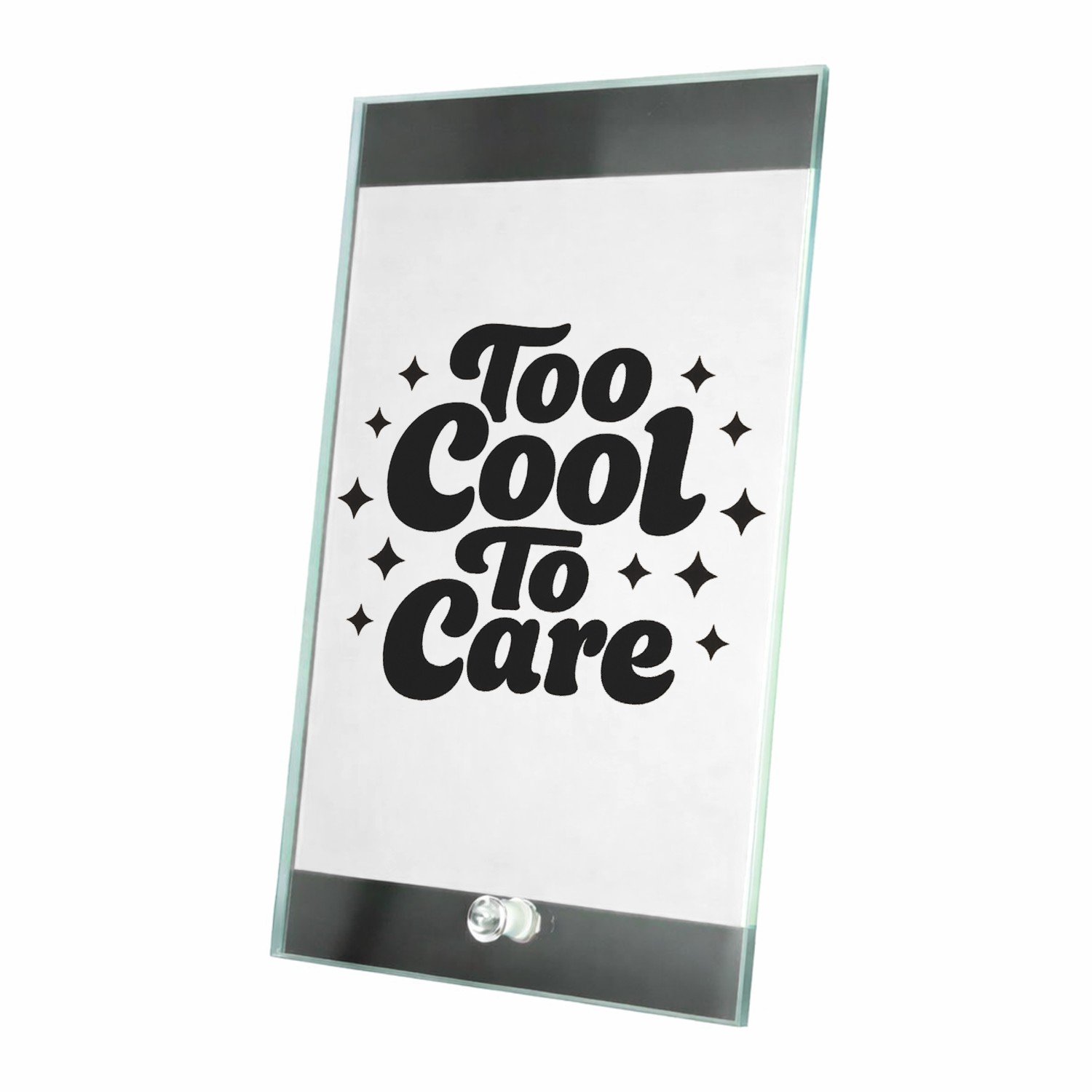 Mr Cadeautjes Glasframe 15 x 23 - design Grote retro tekst met speelse symmetrische sterren rond een | cadeau Wit