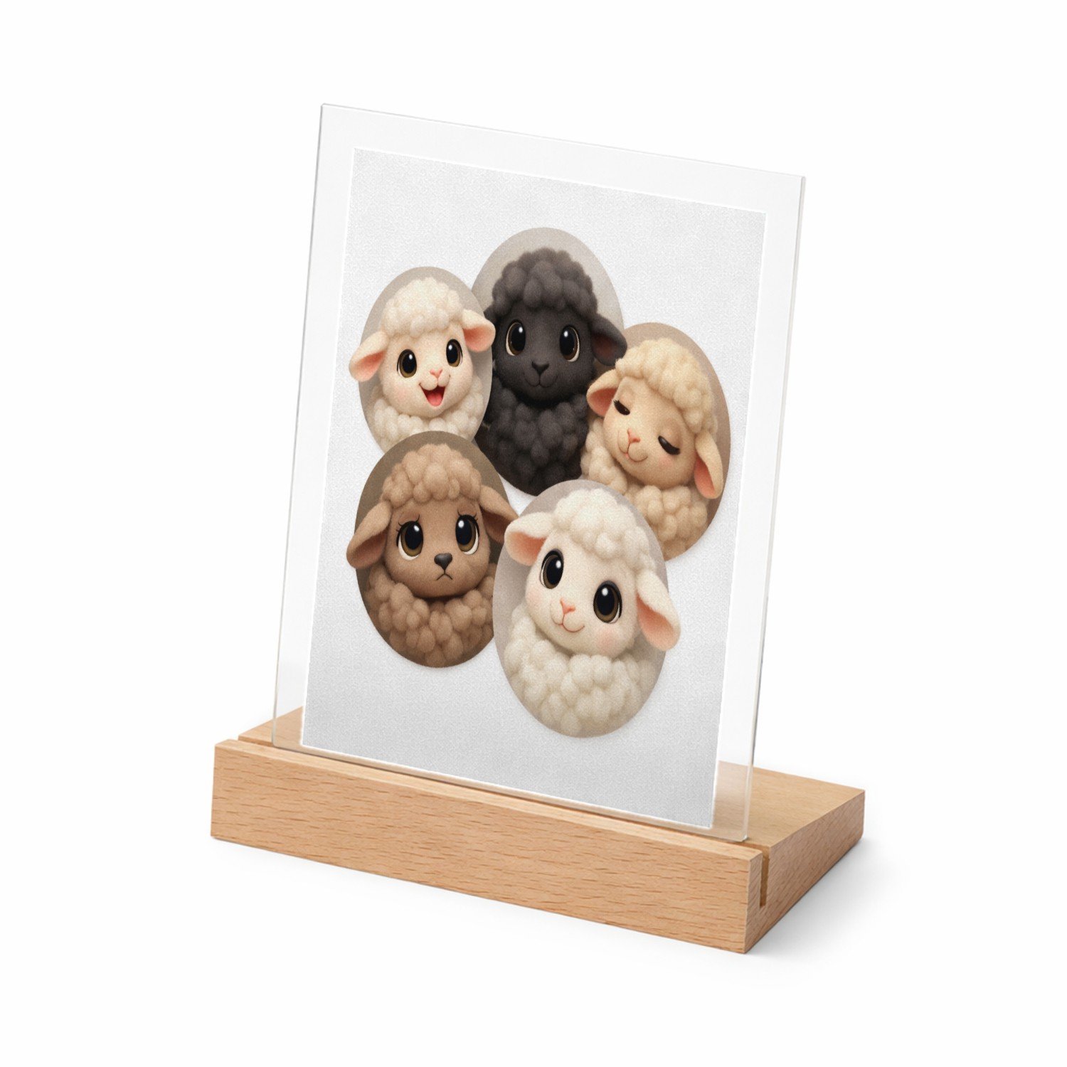 Mr Cadeautjes Glasframe met vaste tekst - design Mini-galerij van schattige boerderijdieren in losse cirkels | cadeau Wit