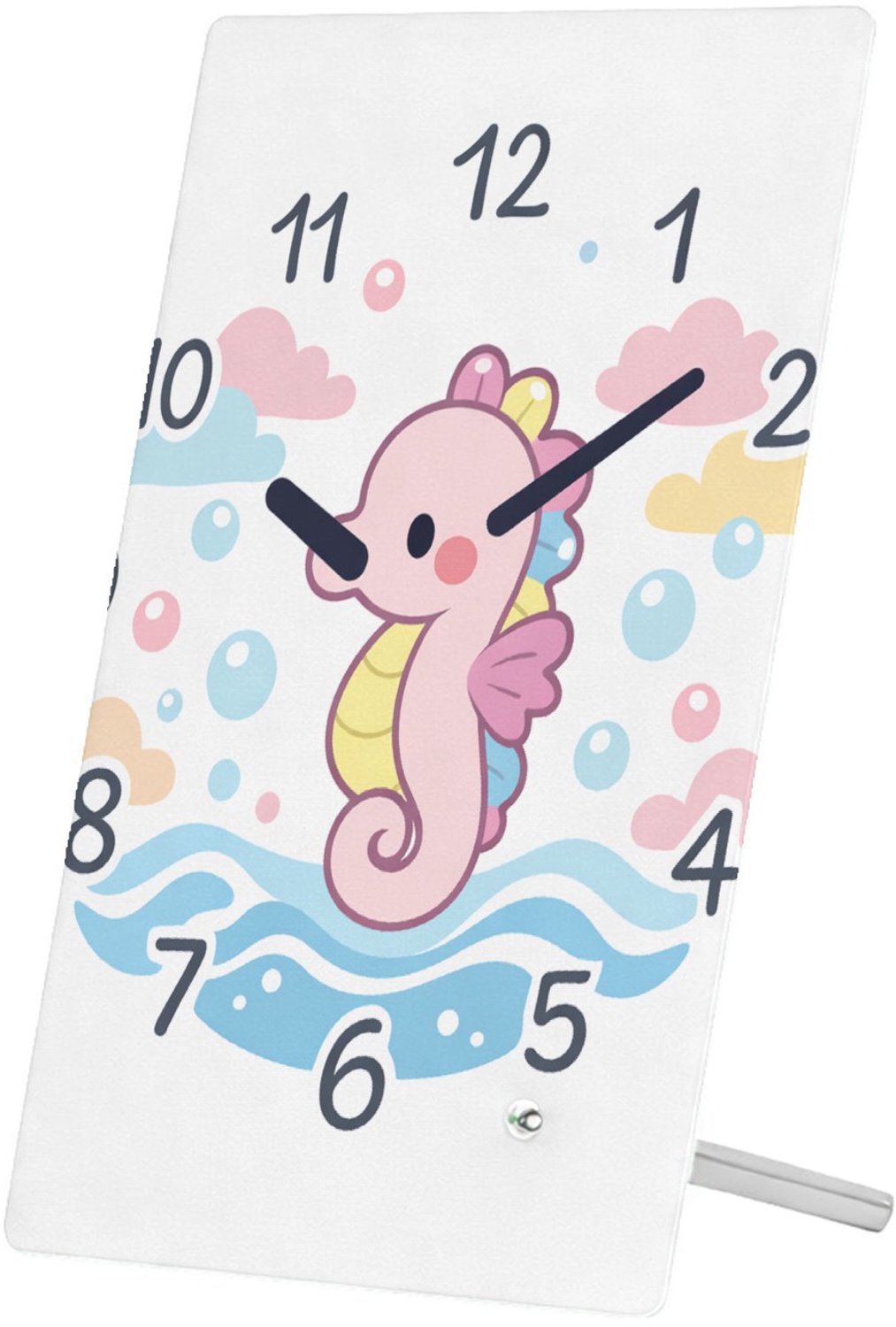Mr Cadeautjes Glasframe 11 x 16 - design Onderwaterklok met een schattige zeepaardje-illustratie | cadeau Wit