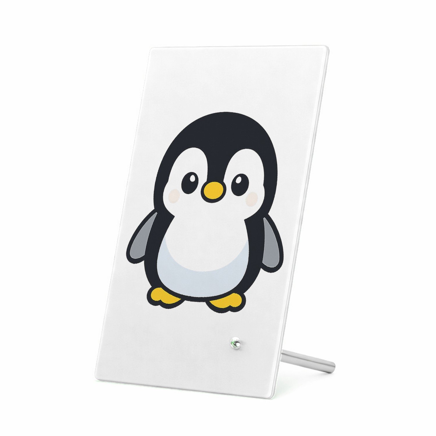 Mr Cadeautjes Glasframe 11 x 16 - design Een vrolijke, ronde vos met grote ogen in een minimalistisch | cadeau Wit