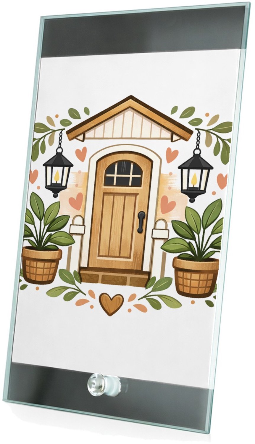 Mr Cadeautjes Glasframe 15 x 23 - design Familie-entree met speelse botanische omlijsting | cadeau Wit