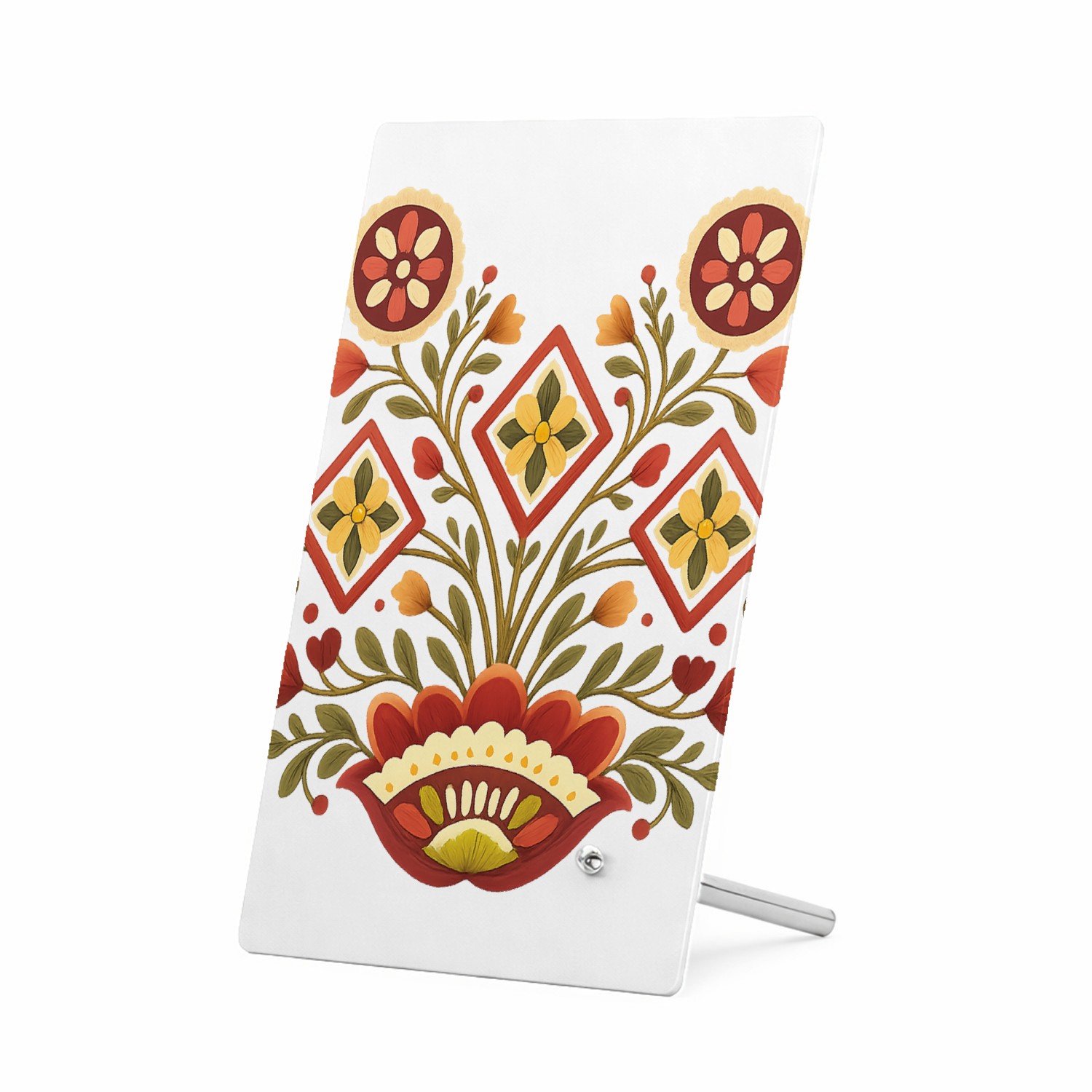 Mr Cadeautjes Glasframe 11 x 16 - design Een zonvormig botanisch medaillon met compacte, strakke symm | cadeau Wit