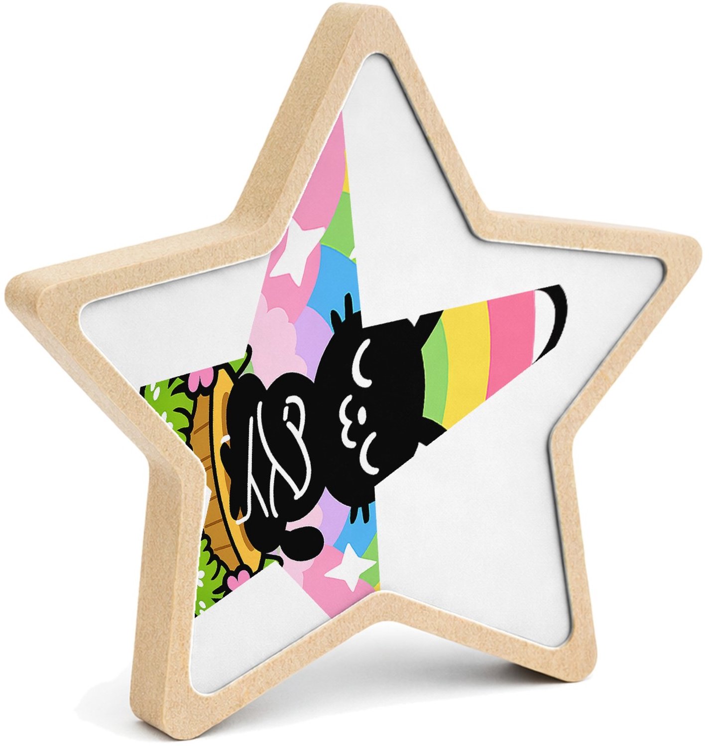 Mr Cadeautjes MDF fotolijst ster 14 x 13,5 - design Een vrolijke, assertieve stickerstijl met een andere houding | cadeau Wit