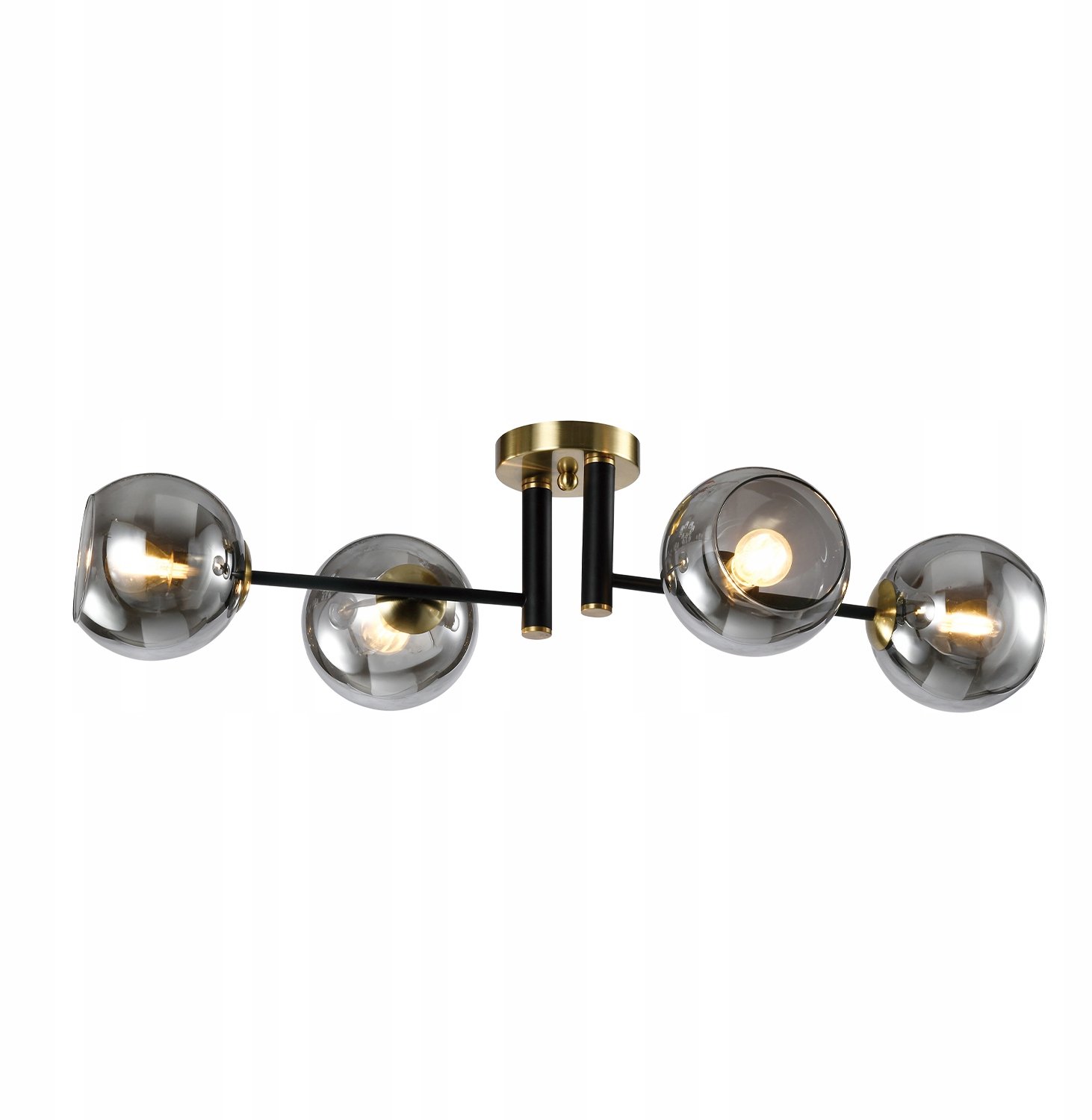 Decoratieve Plafondlamp Grijs Glas 4xE14 Zwart-Goud