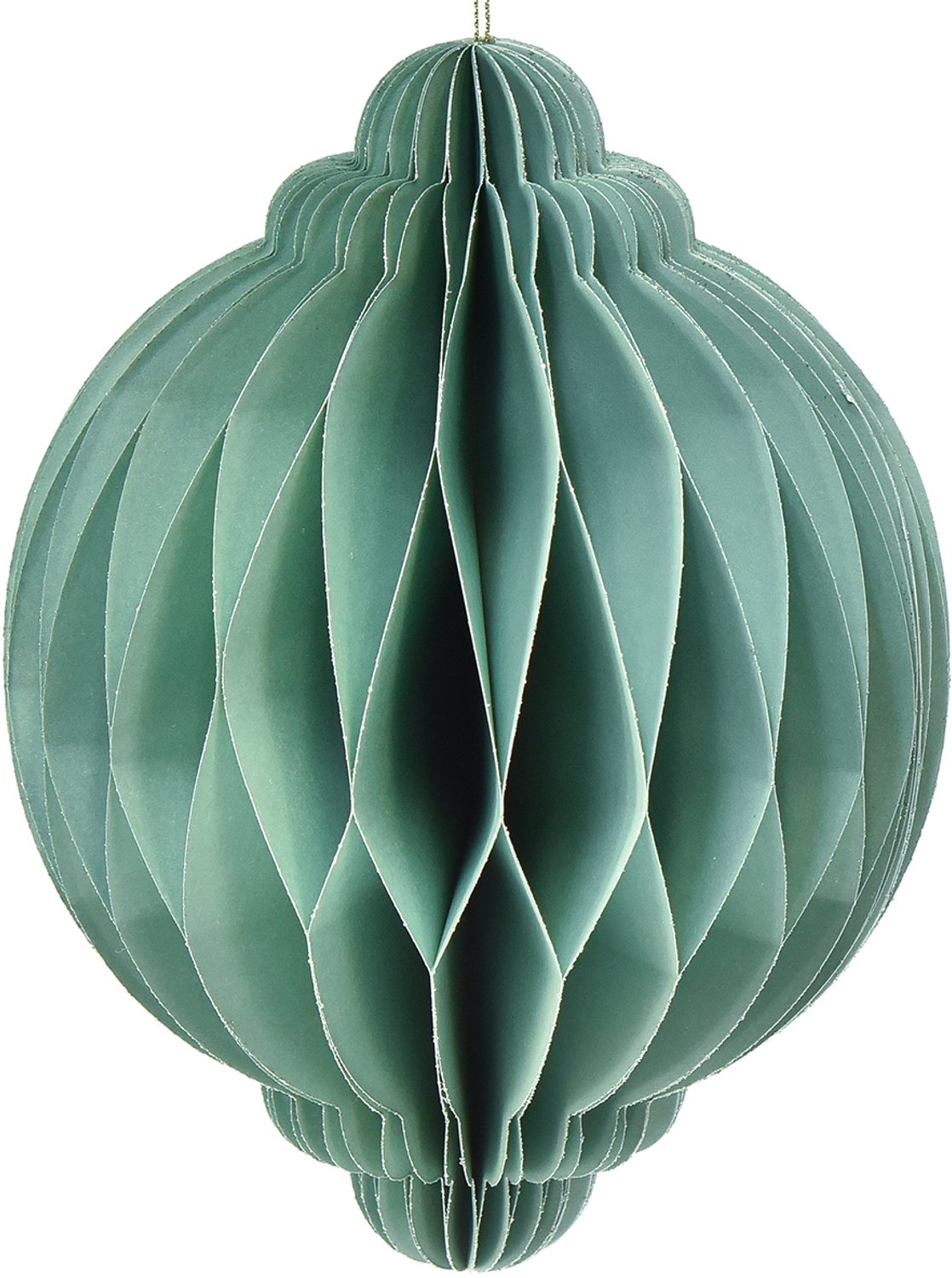 Kerstbal papier turquoise ui FSC Ø15cm H20cm