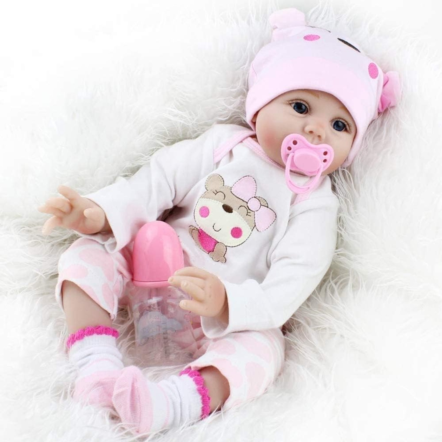Realistische 55 cm Reborn Baby Doll - Lifelike Silicone Pop, 22 Inch Meisje, Magnetische Speelgoed voor Kinderen