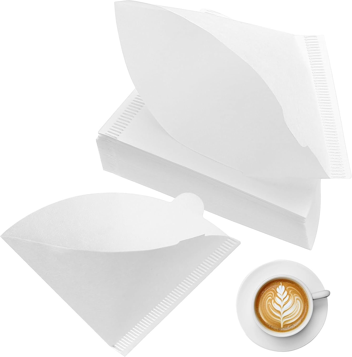 200 stuks witte papieren koffiefilters, papieren koffiefilter maat 1, niet-gebleekt conische koffiefilters, papieren filters voor filterkoffiezetapparaten koffiemachines (1-2 kopjes)