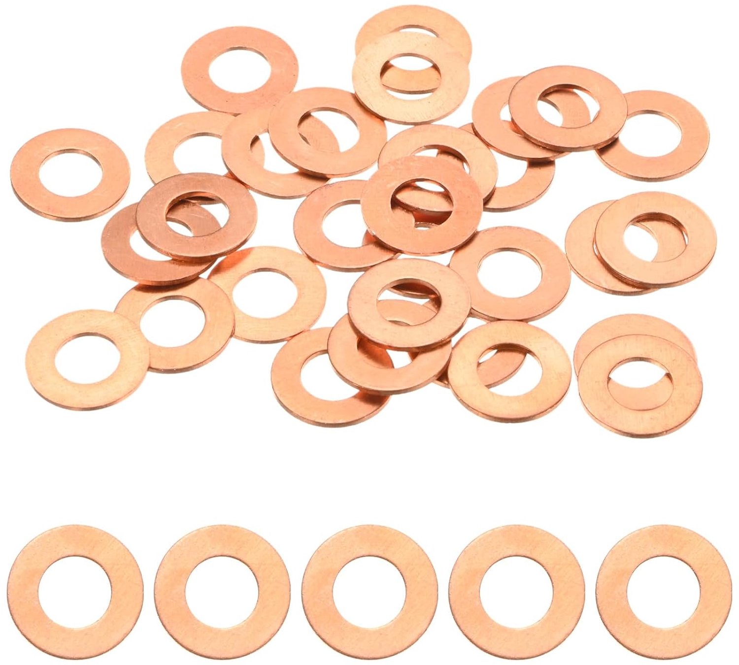 30 stuks koperen schijven, metrisch M8 x 16 x 1 mm, sluitringen van koper voor bouten, moeren voor automobiel/mechanica/hydrauliek, platte ring van metaal