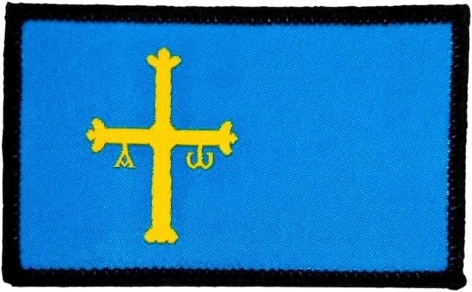 Patch met Asturie-vlag in officiële kleuren, geborduurd wapen, geborduurde motorpatches, militaire patch, Asturië (Asturia)