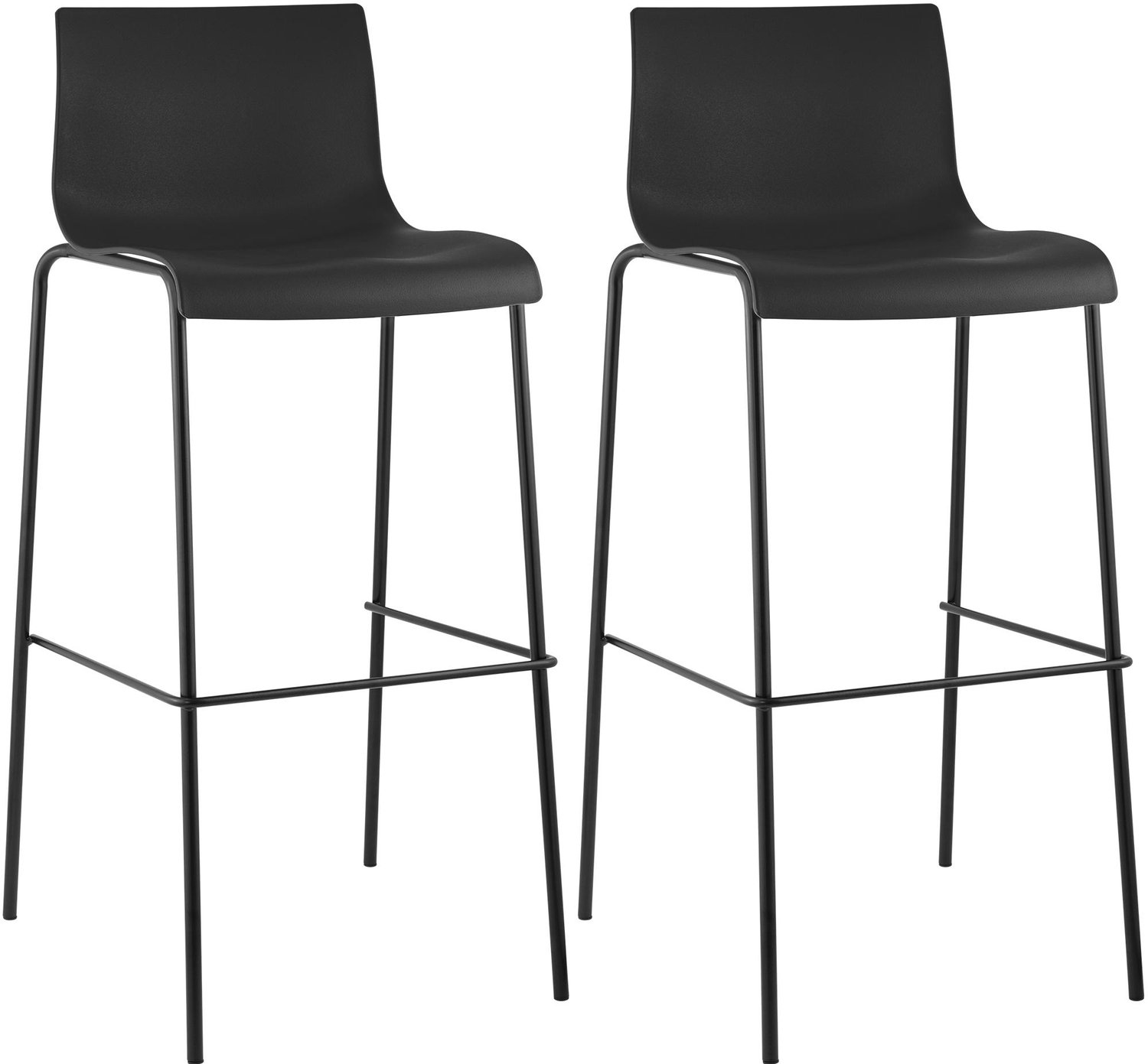 Luxe Comfort Barkruk - Set van 2 - Kunststof - Zwart