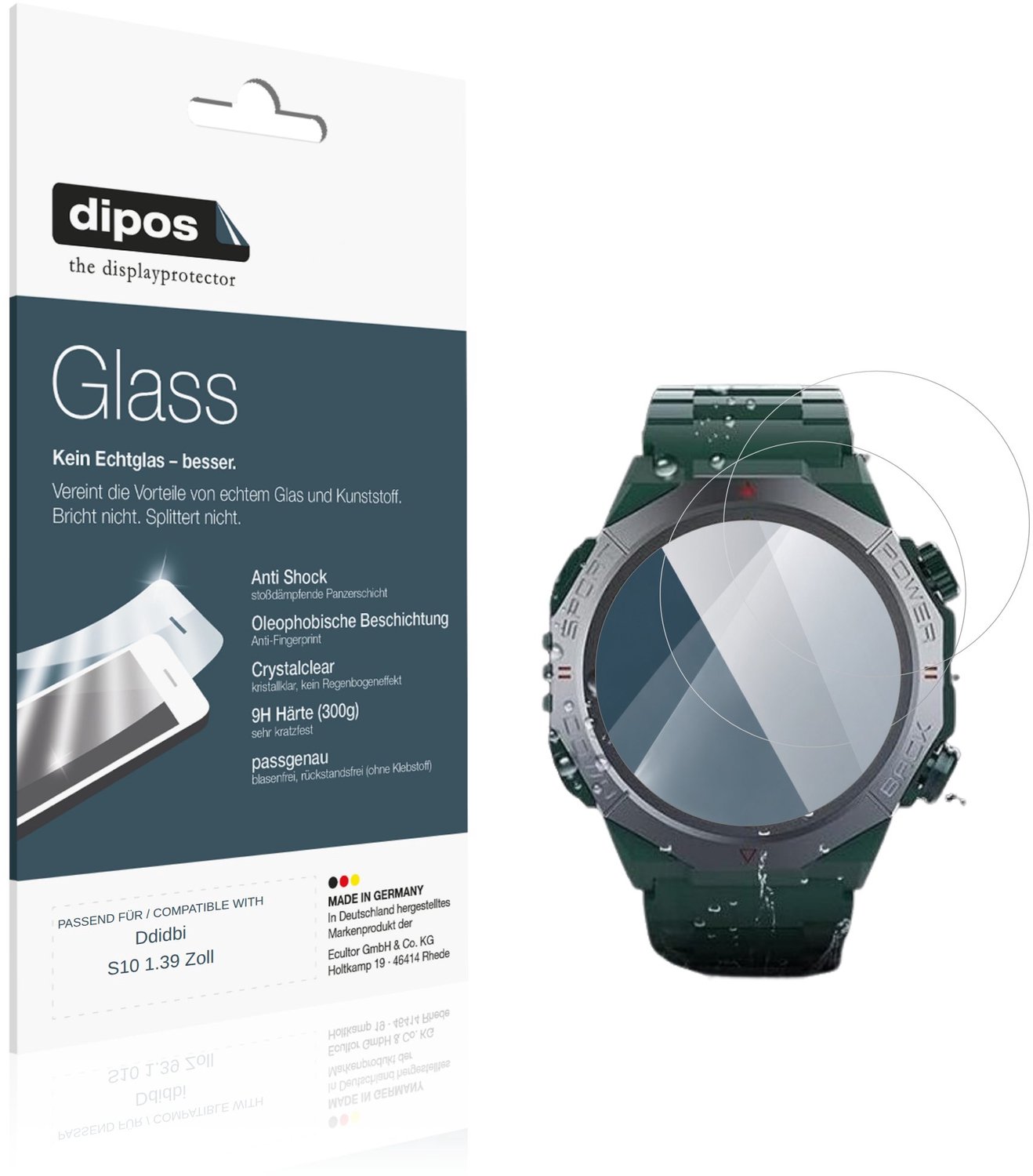 dipos – 2x Pantserfolie geschikt voor Ddidbi S10 1.39 Zoll | 9H Screenprotector
