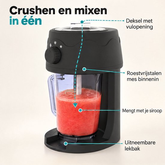 Cheqo® Slush Puppy Machine - Slushmachine - Slush Maker - Slushy Maker - IJscrusher - Ice Crusher - IJsvergruizer - IJsmachine - Crushed Ice Machine - Frozen Drink Machine - Smoothie en Milkshake Maker - Elektrisch voor Cocktails en Thuis van Cheqo — afbeelding 4